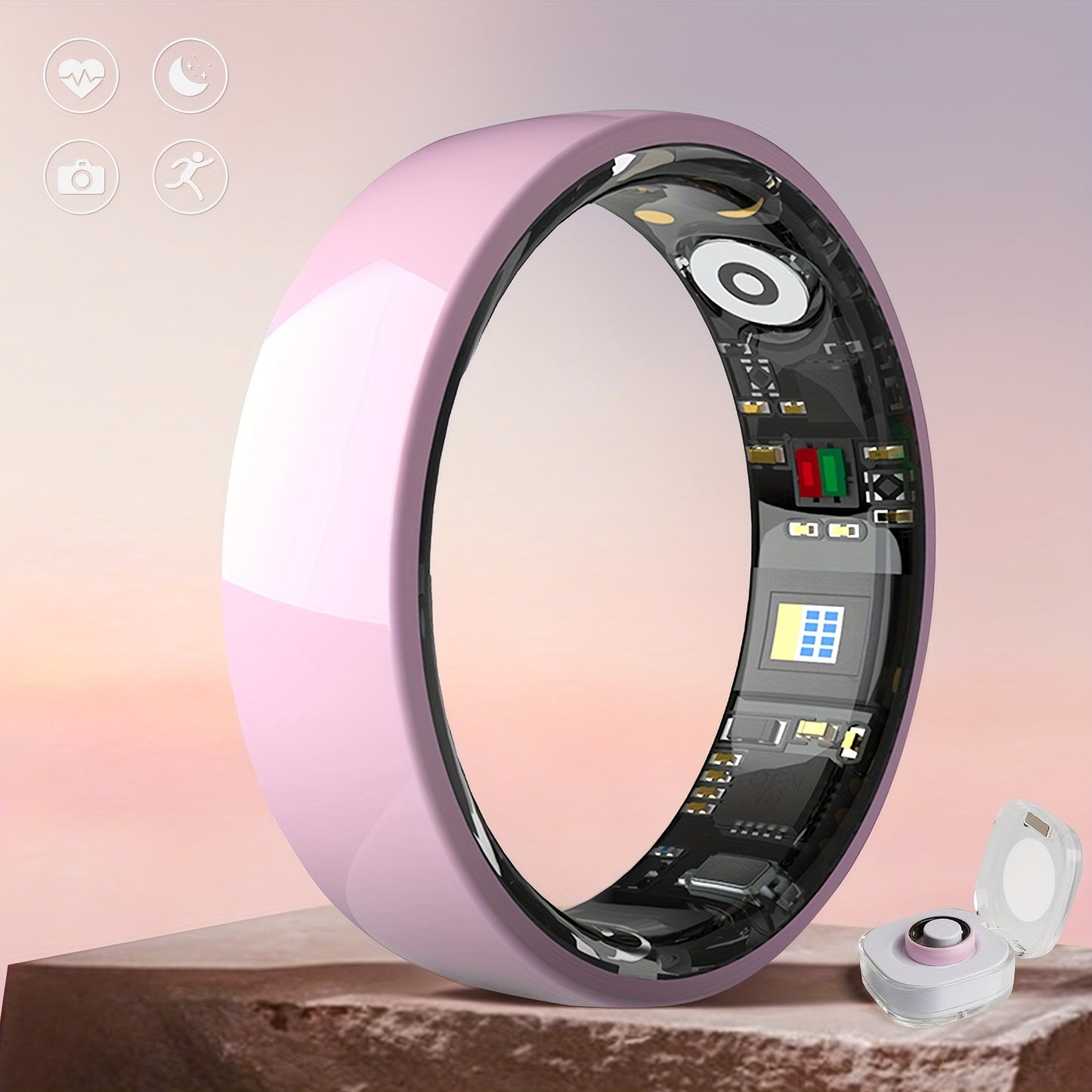 Smart Ring For Men And Women, Crystal Charging Case - Fitness And Sleep Tracker, Step Distance Calorie Monitoring, Multiple Exercise Modes, Magnetic Charging - Stylish Stainless Steel Design, IP68 Waterproof, Holiday Gift