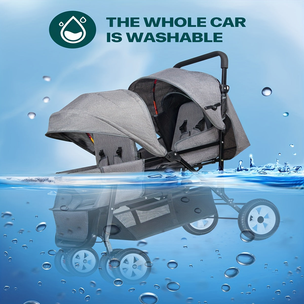 Foldable Double Stroller for Infants and Toddlers with Accessories