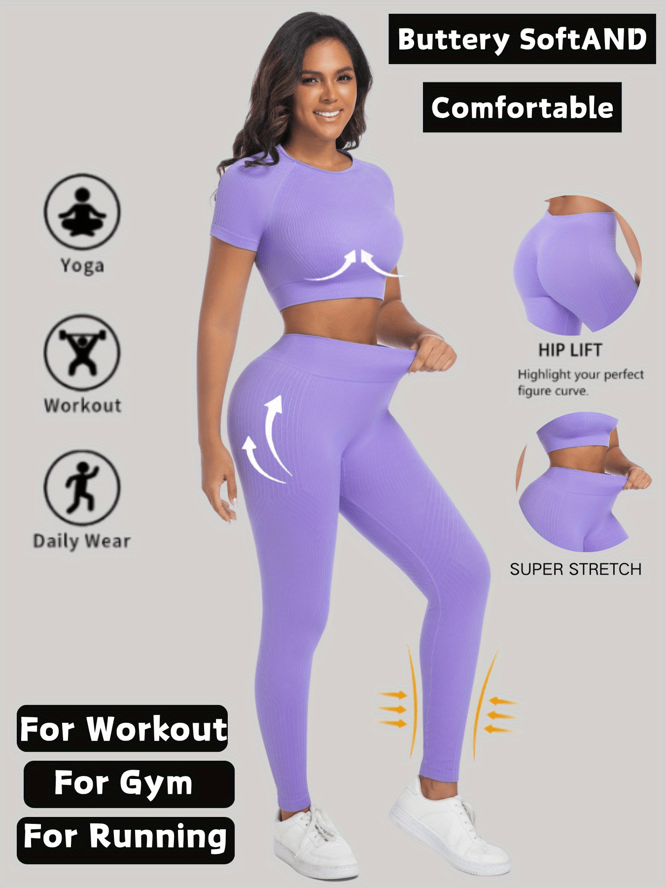 Womens Yoga Set Two Piece Workout Outfit For Daily Wear