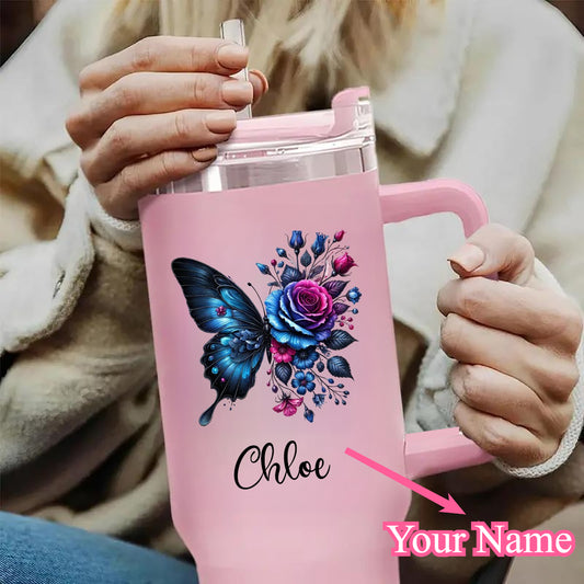 Personalized Insulated Stainless Steel Tumbler With Name And Straw
