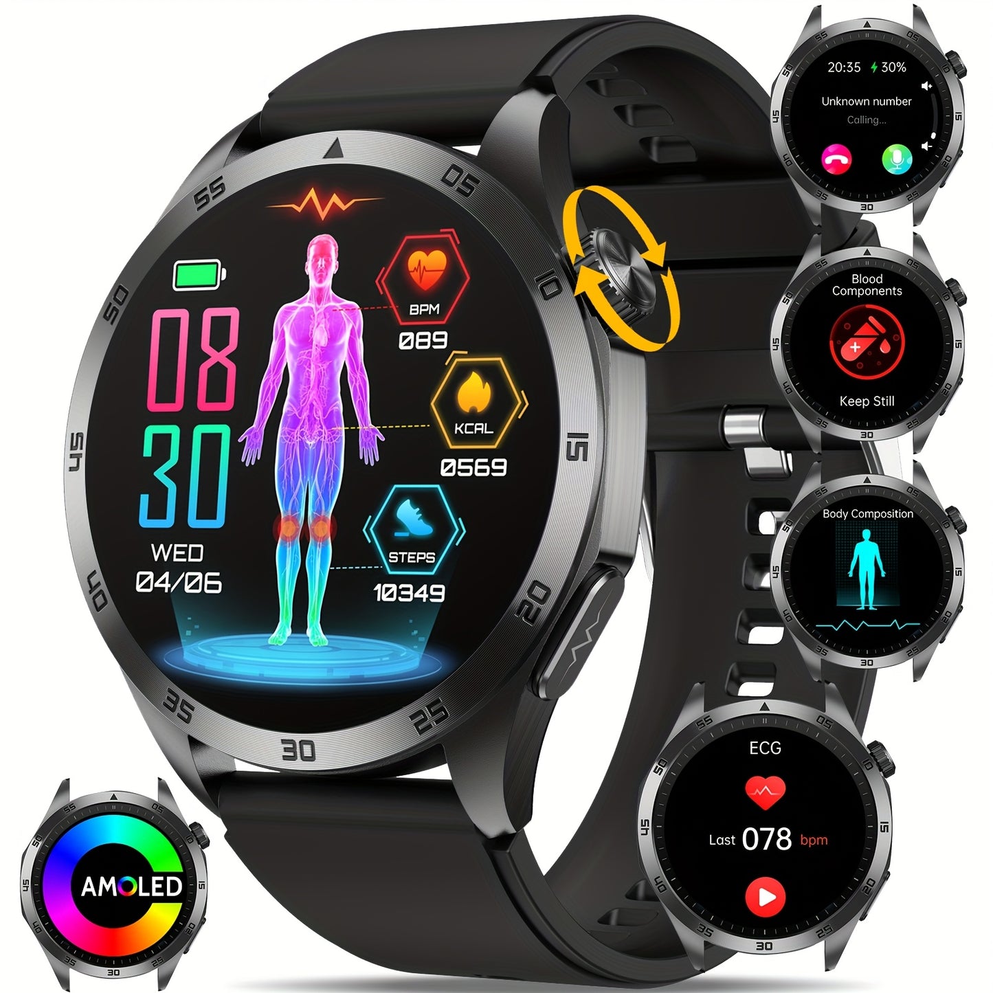 Unisex Smartwatch With AMOLED Display And Multisport Modes