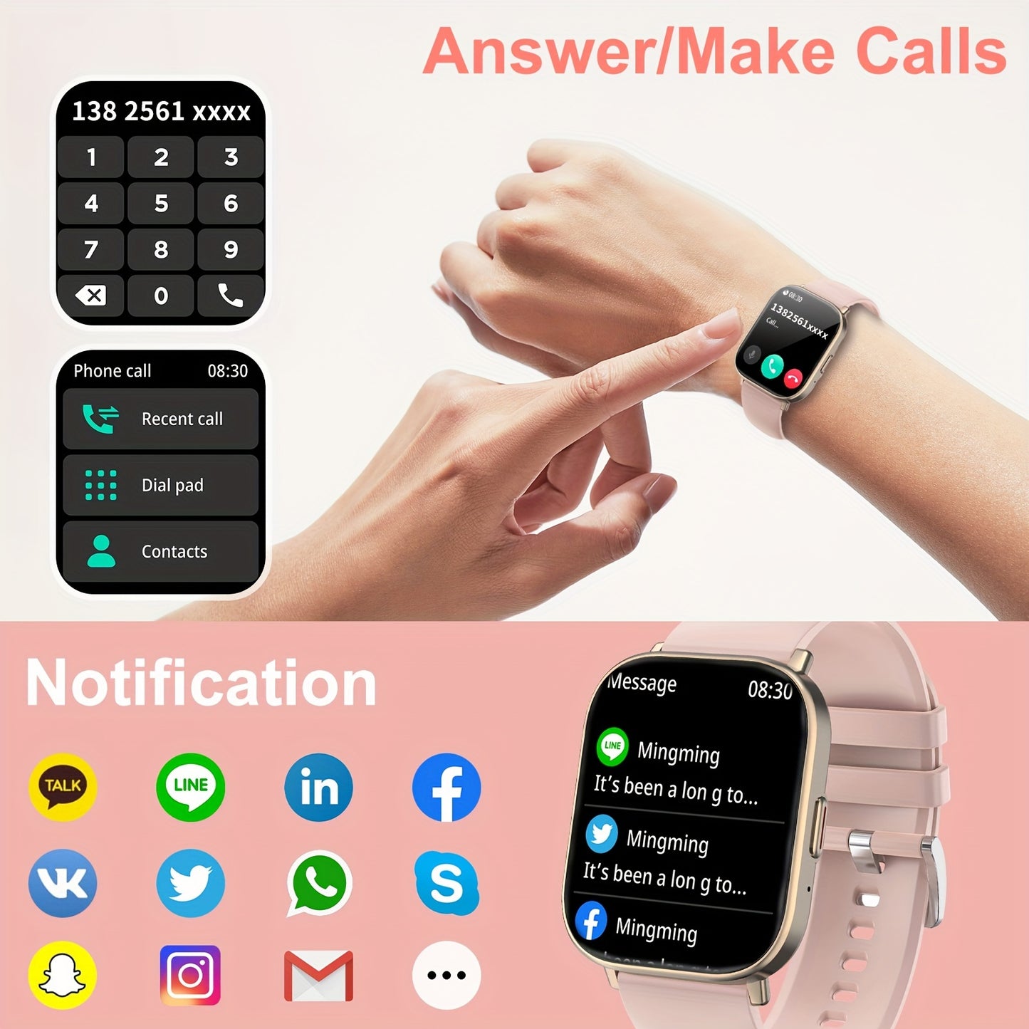 Smartwatch With Messaging And Calls And Sleep Monitoring