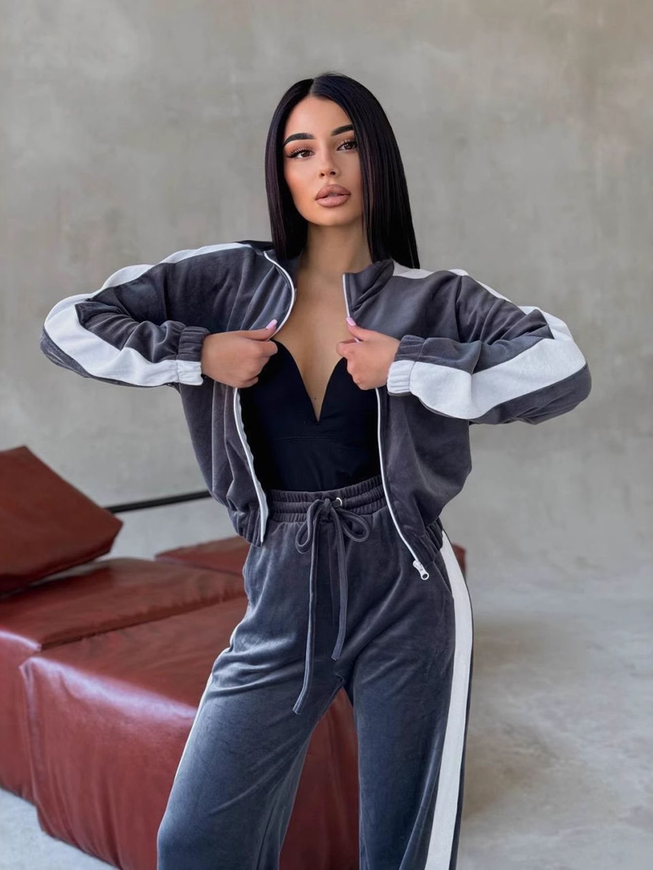 Comfy Patchwork Long Sleeve Women Sportswear Set Casual