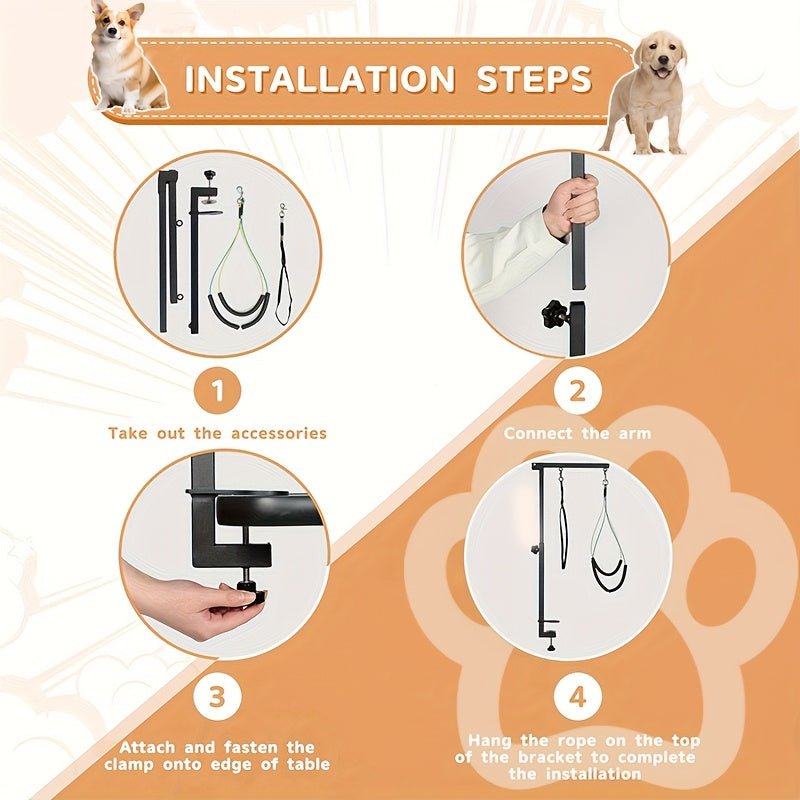 Adjustable Dog Grooming Arm with Clip for Easy Grooming