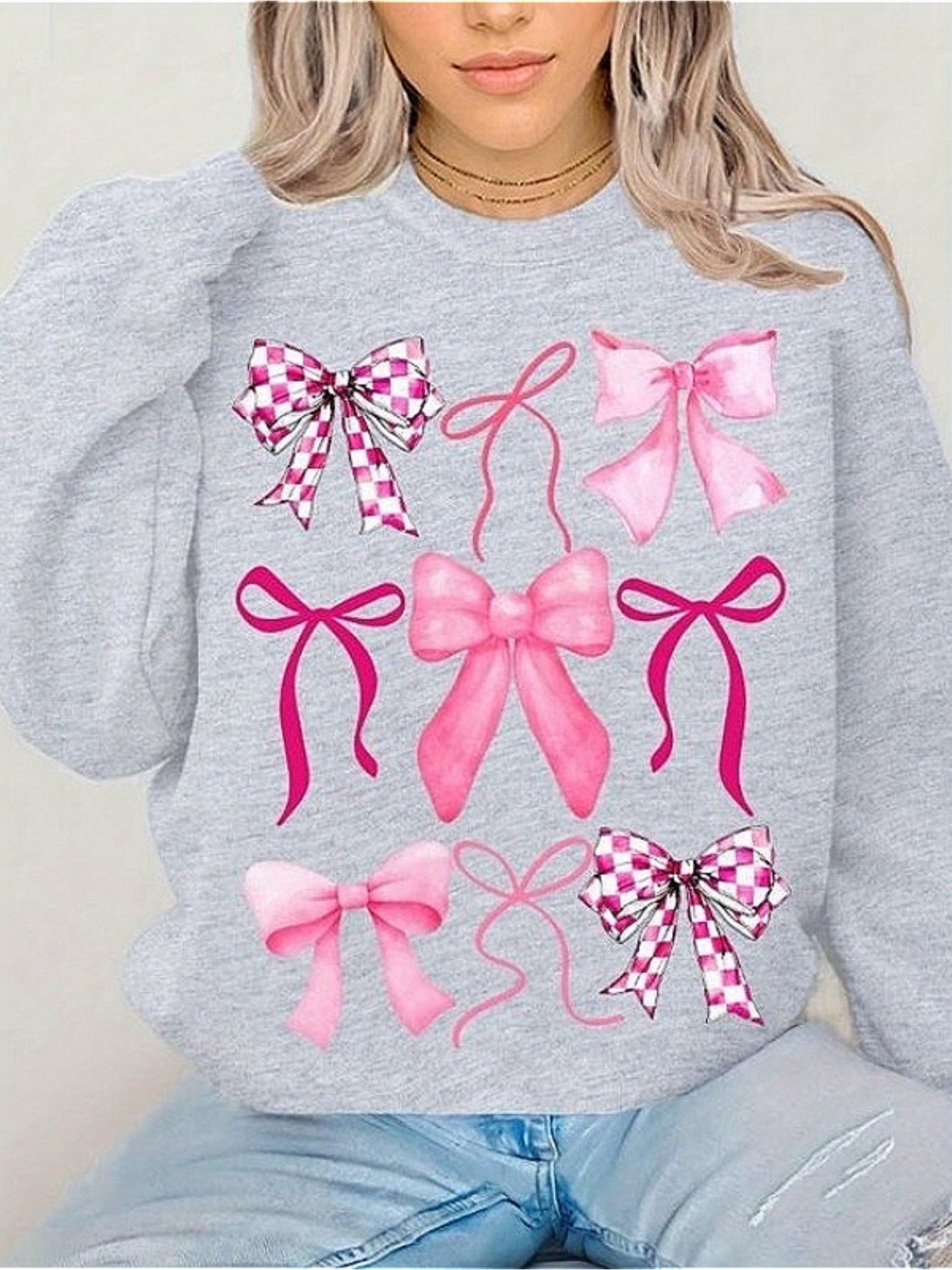 Coquette Sweatshirts, Pink Bow Sweatshirt, Pink Ribbon Sweatshirt, Coquette Aesthetic, Ribbon Crewneck Sweatshirt, Gift for Her, Trendy Bows