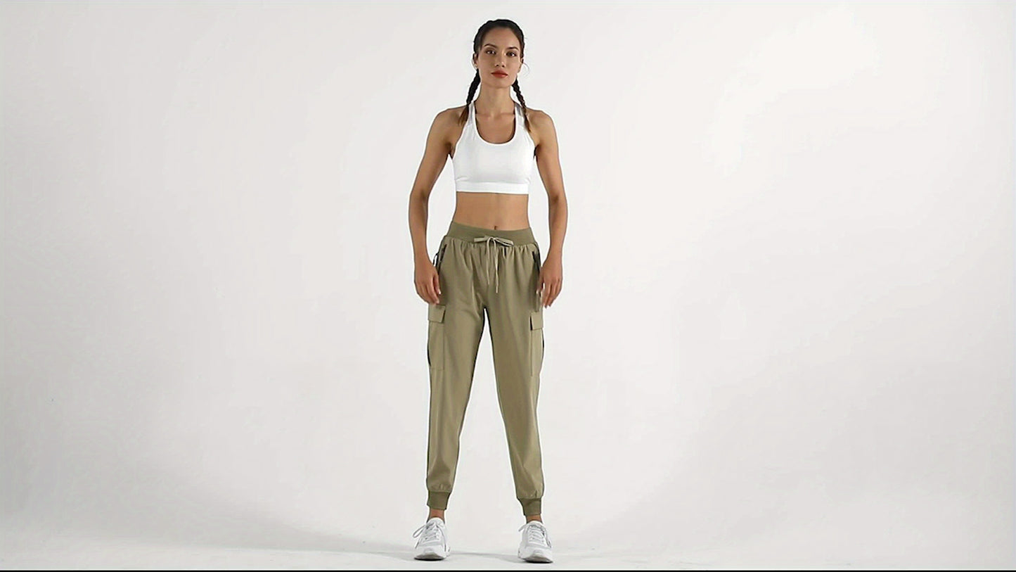 Women's Quick-Dry Cargo Joggers with Sun Protection and Pockets