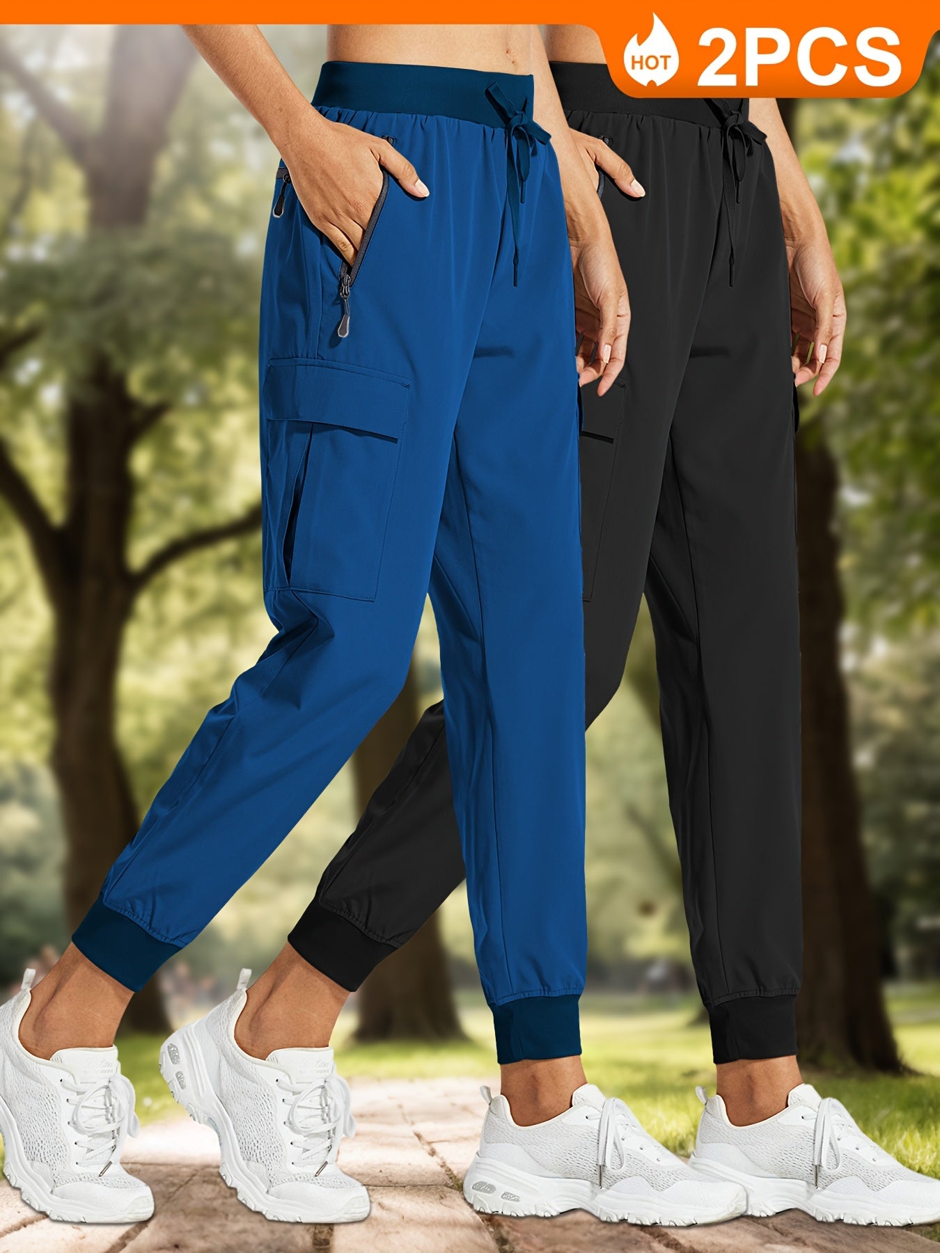 Women's Quick-Dry Cargo Joggers with Sun Protection and Pockets