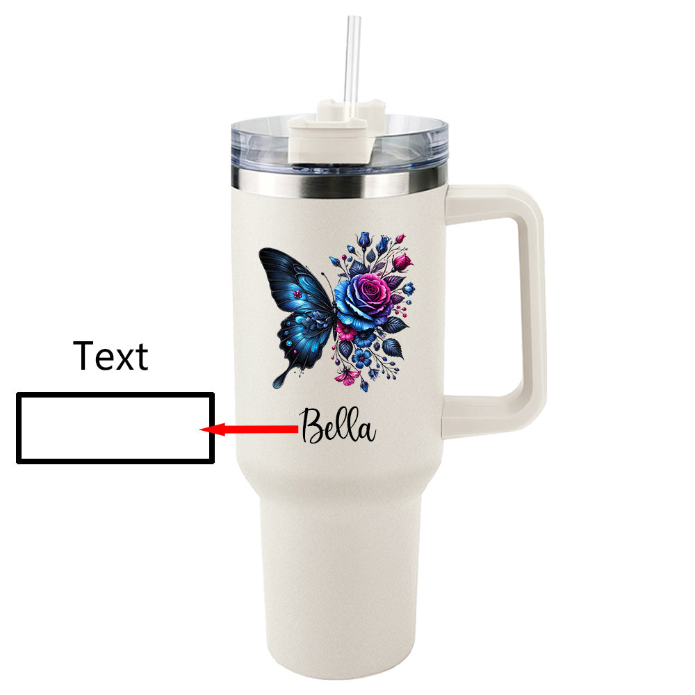 Personalized Insulated Stainless Steel Tumbler With Name And Straw