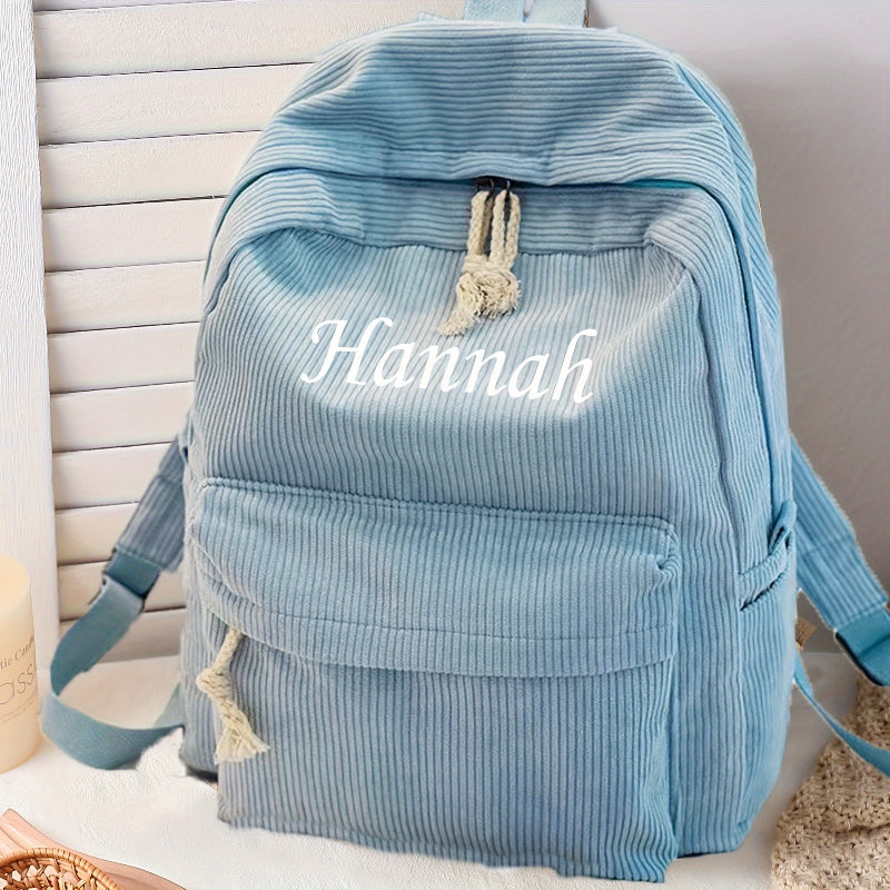 Personalized Embroidered Corduroy Backpack Custom Name