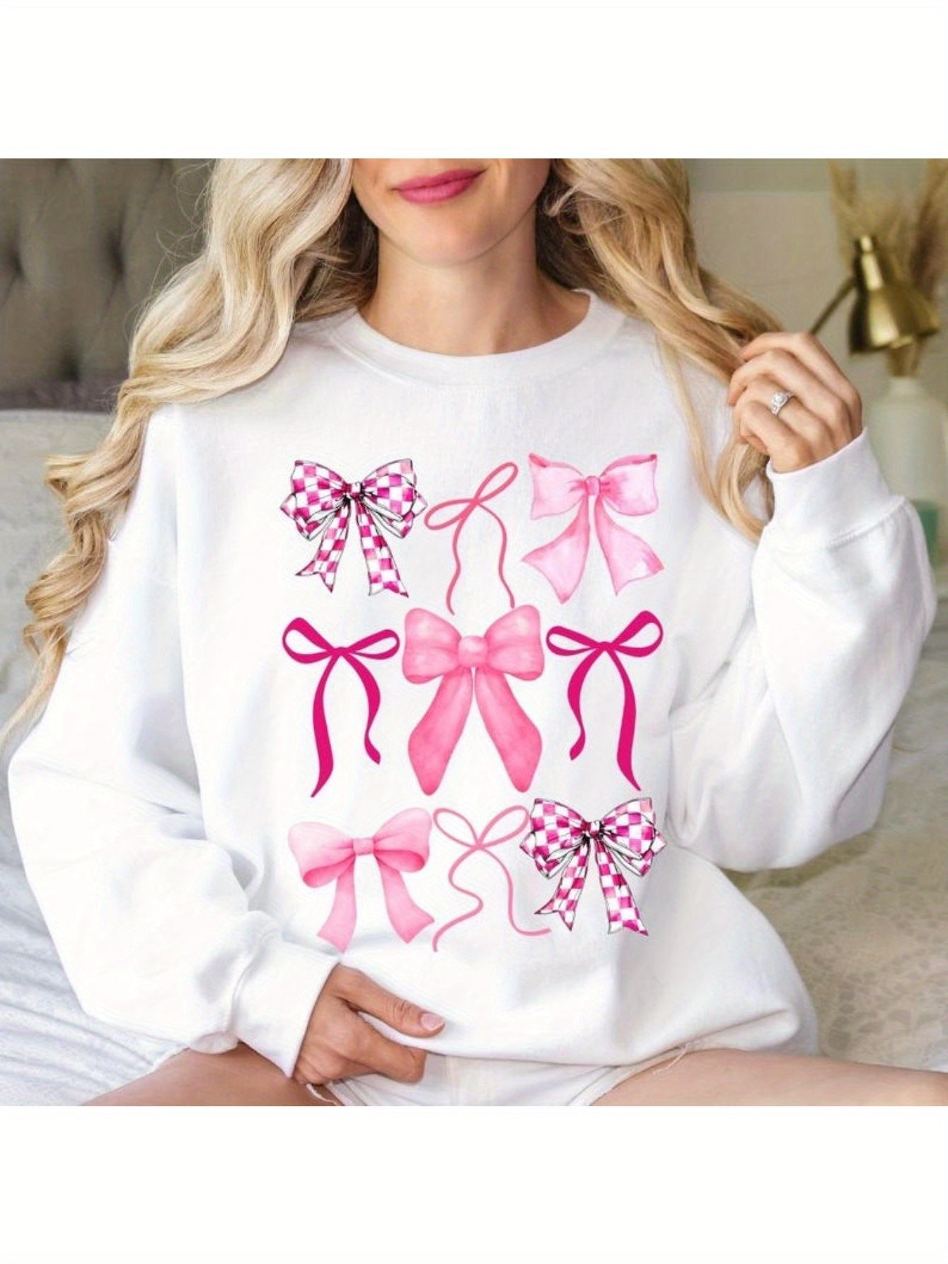 Coquette Sweatshirts, Pink Bow Sweatshirt, Pink Ribbon Sweatshirt, Coquette Aesthetic, Ribbon Crewneck Sweatshirt, Gift for Her, Trendy Bows