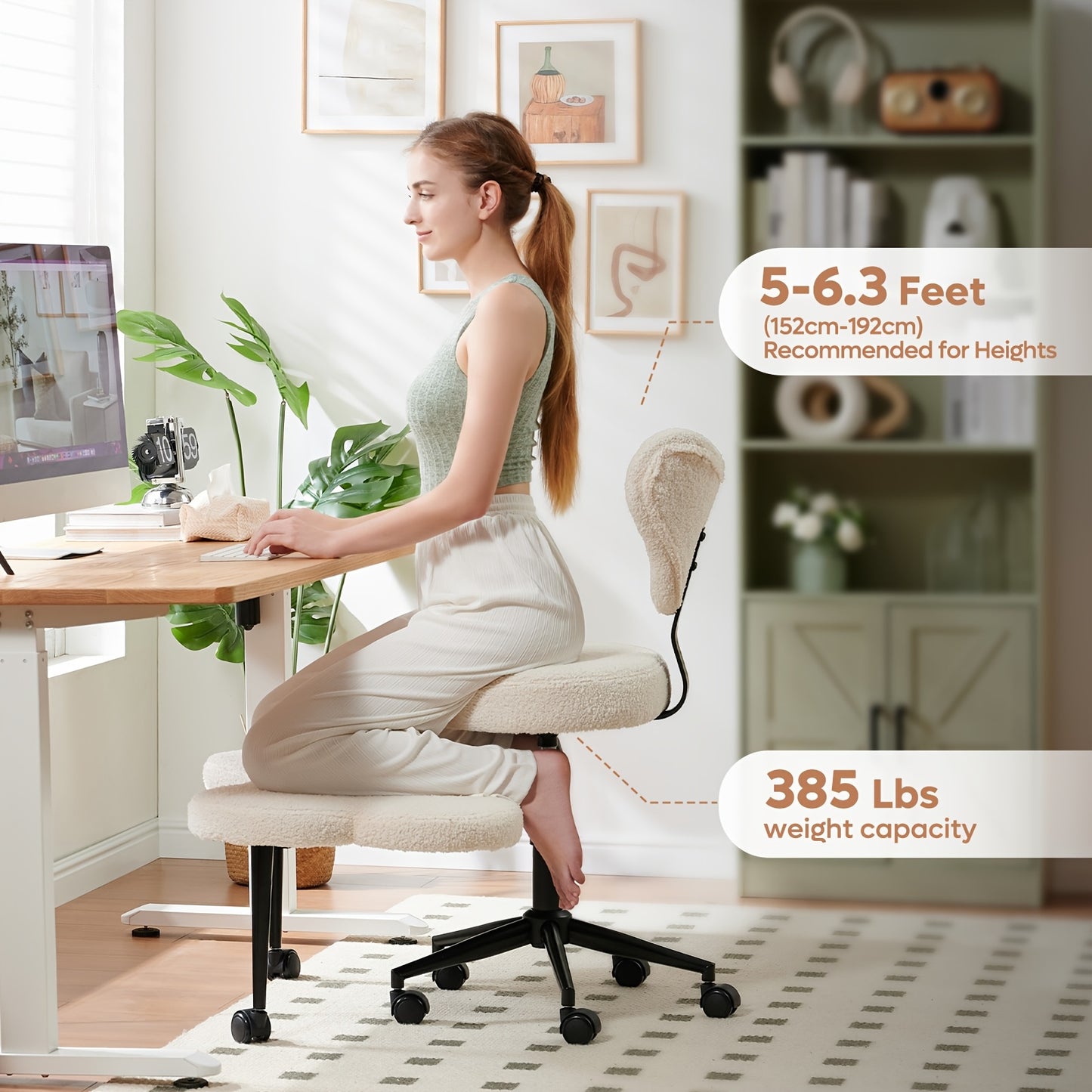 Pinmoco Cross Legged Ergonomic Office Chair With Wheels