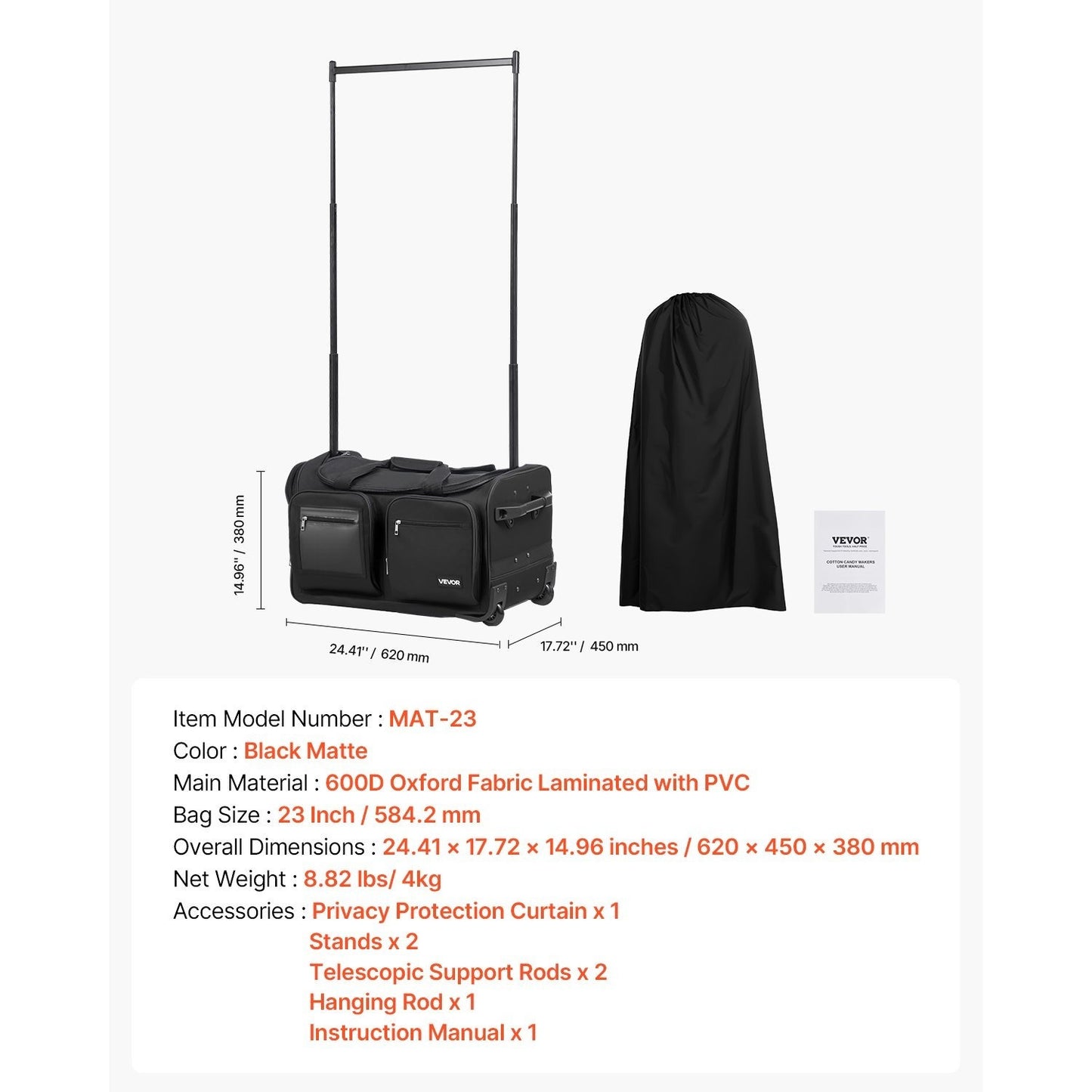 Versatile Rolling Dance Bag With Adjustable Garment Rack