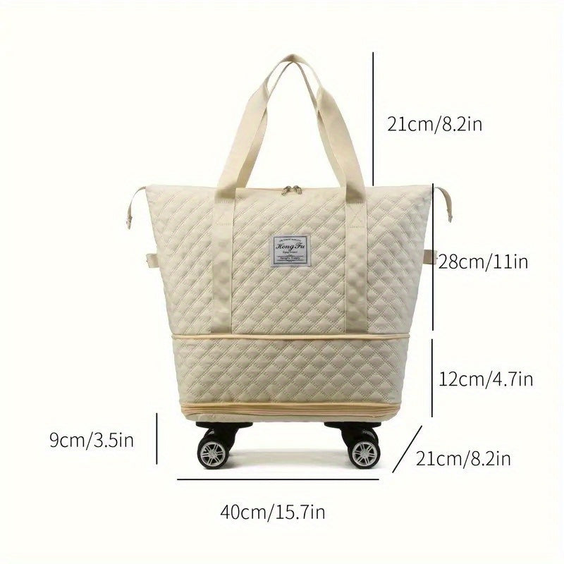 Duffel Bag With 360 Degree Spinner Wheels And Compartments