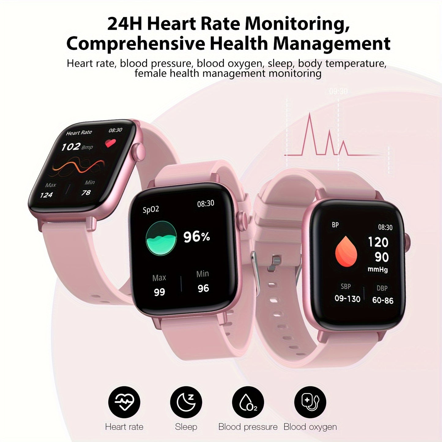 Smart Watch Fitness Tracker With Touch Screen And Voice Control