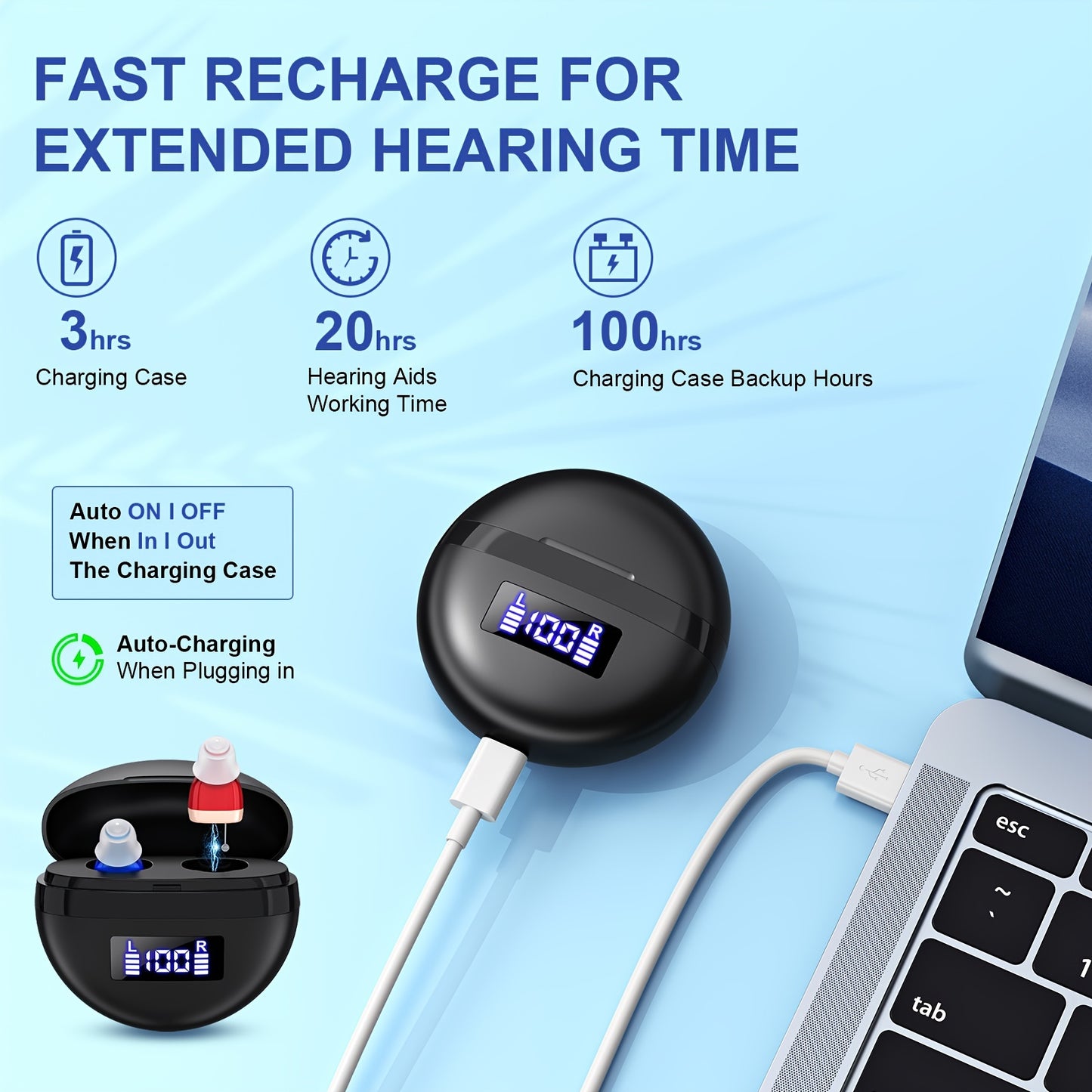 Rechargeable Noise Cancelling Hearing Aids for Seniors