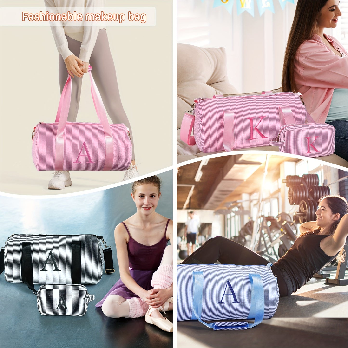 Embroidered Alphabet Travel Bag Set Elegant Organization