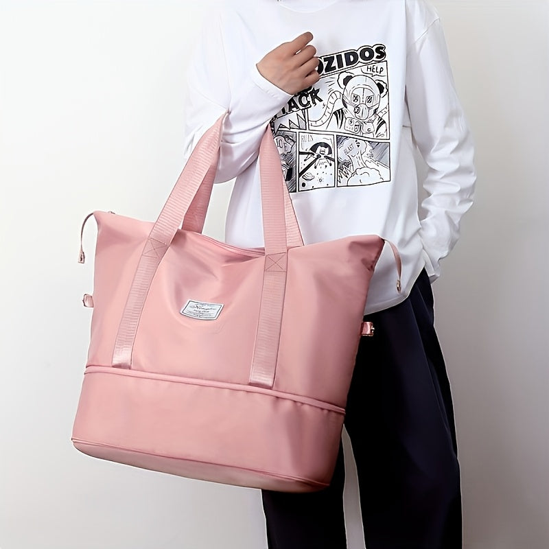 Two Pack Nylon Travel Tote Bags With Zipper Closure