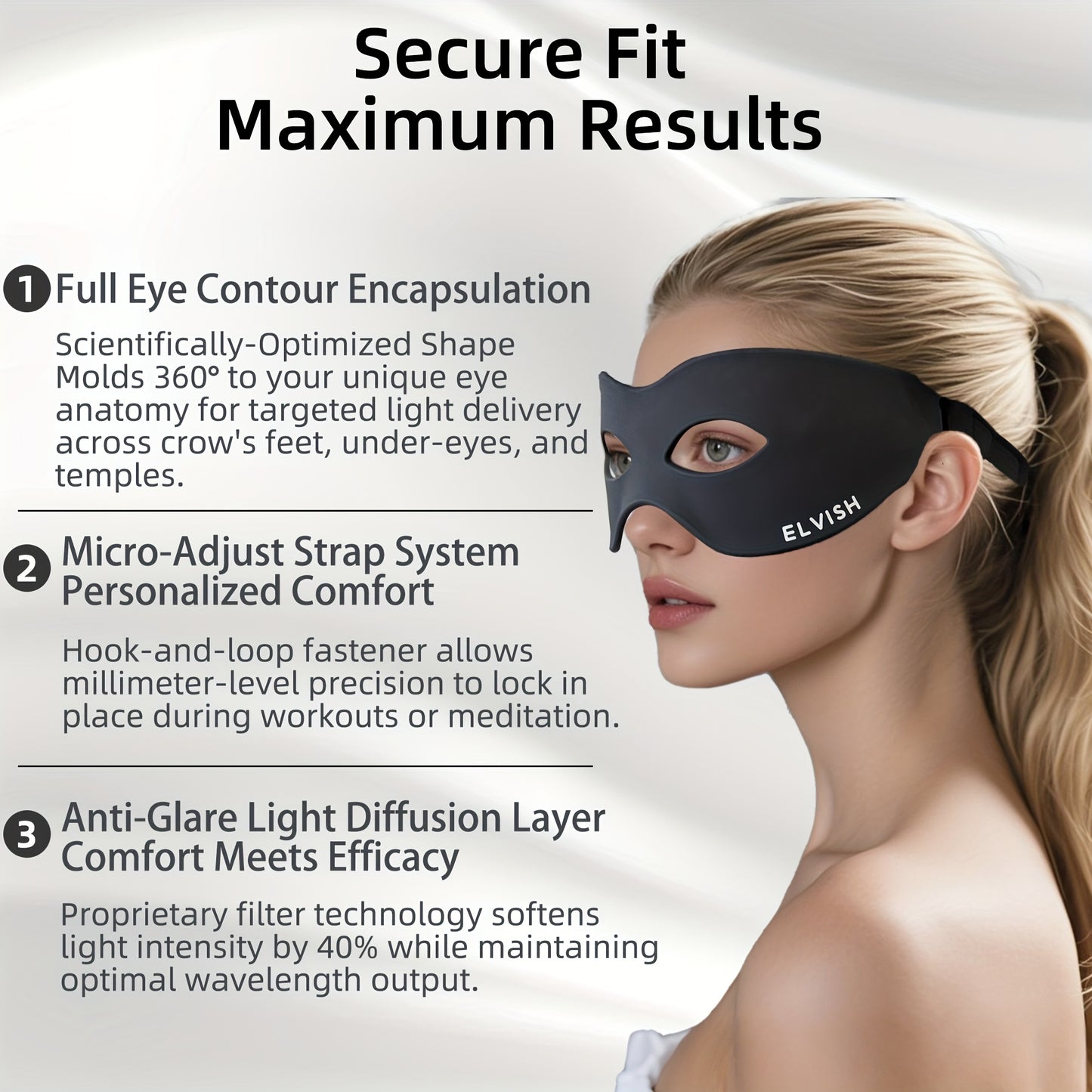 Elvish Red Light Relax Eye Mask with Adjustable Strap
