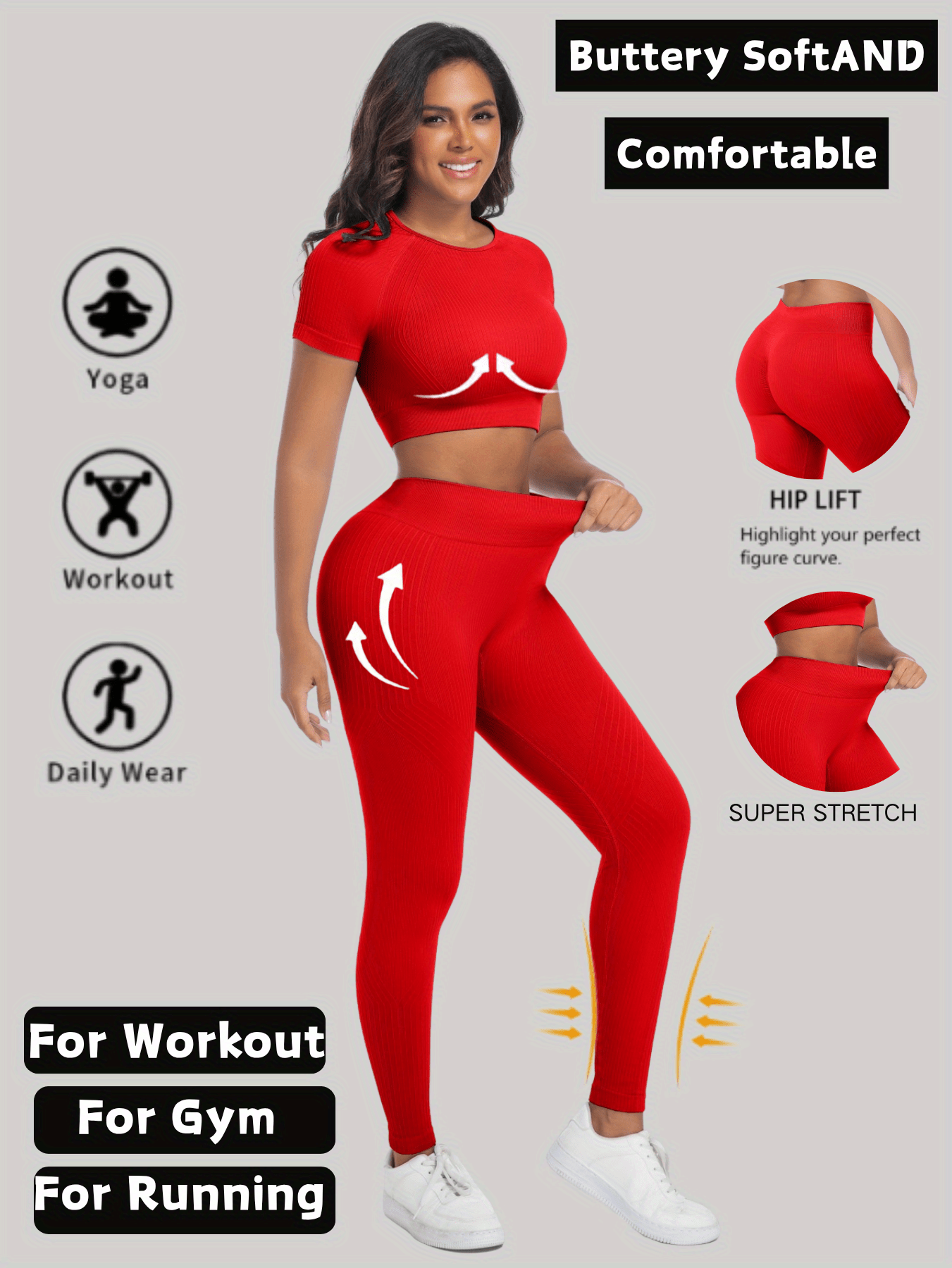 Womens Yoga Set Two Piece Workout Outfit For Daily Wear