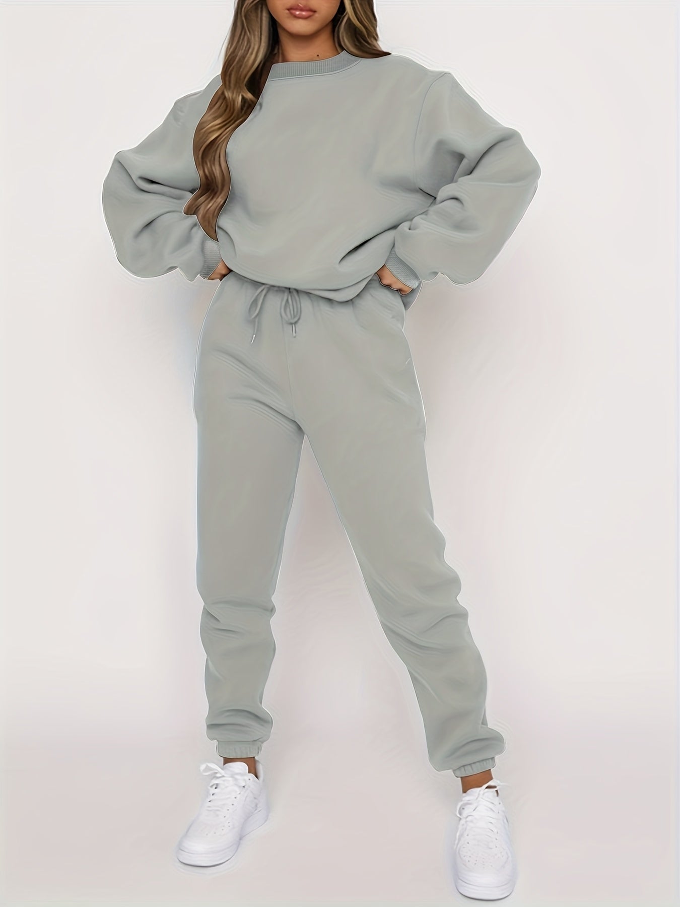Womens Autumn Winter Two Piece Sweatshirt Pants Set