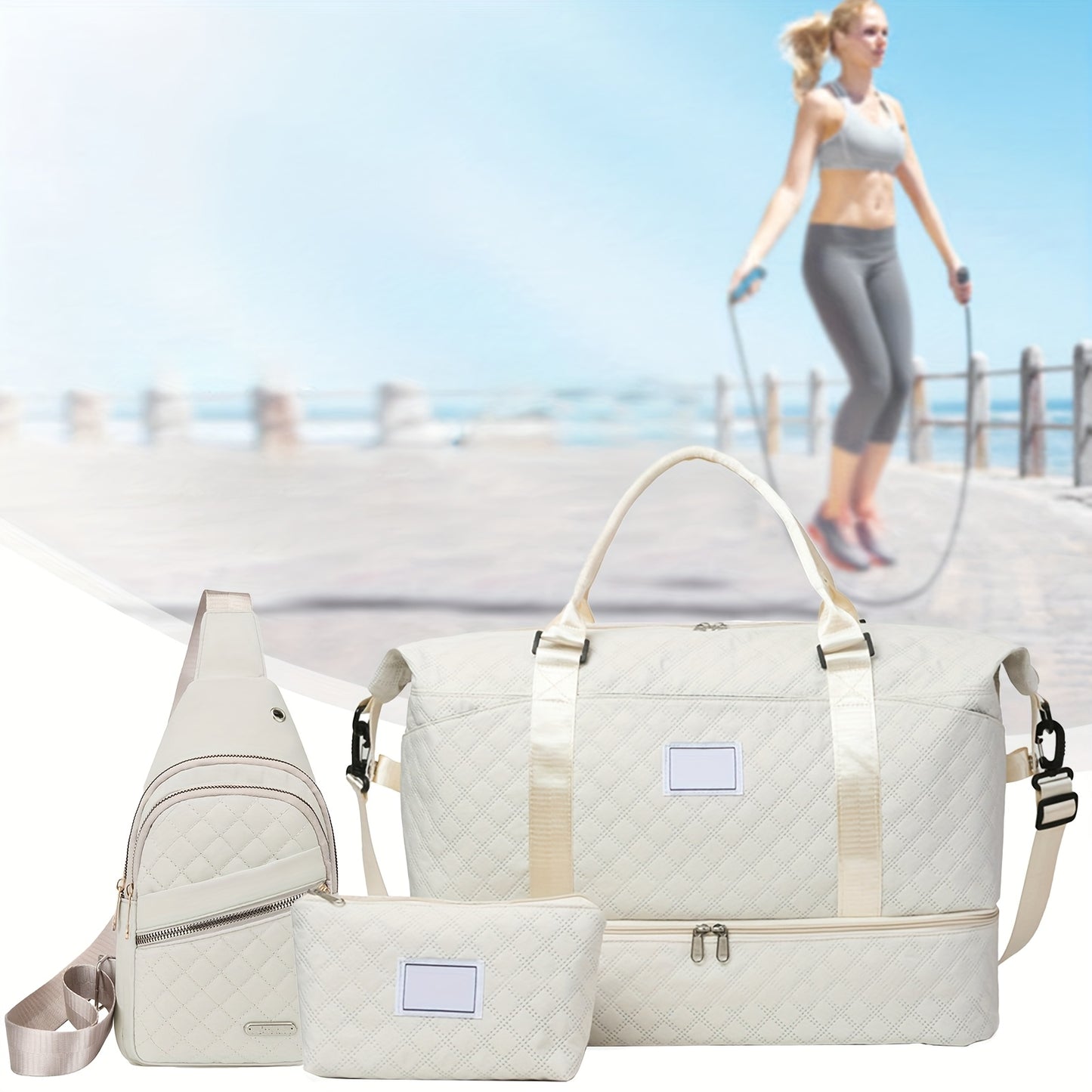 Versatile 3 Piece Travel Bag Set With Luggage Storage