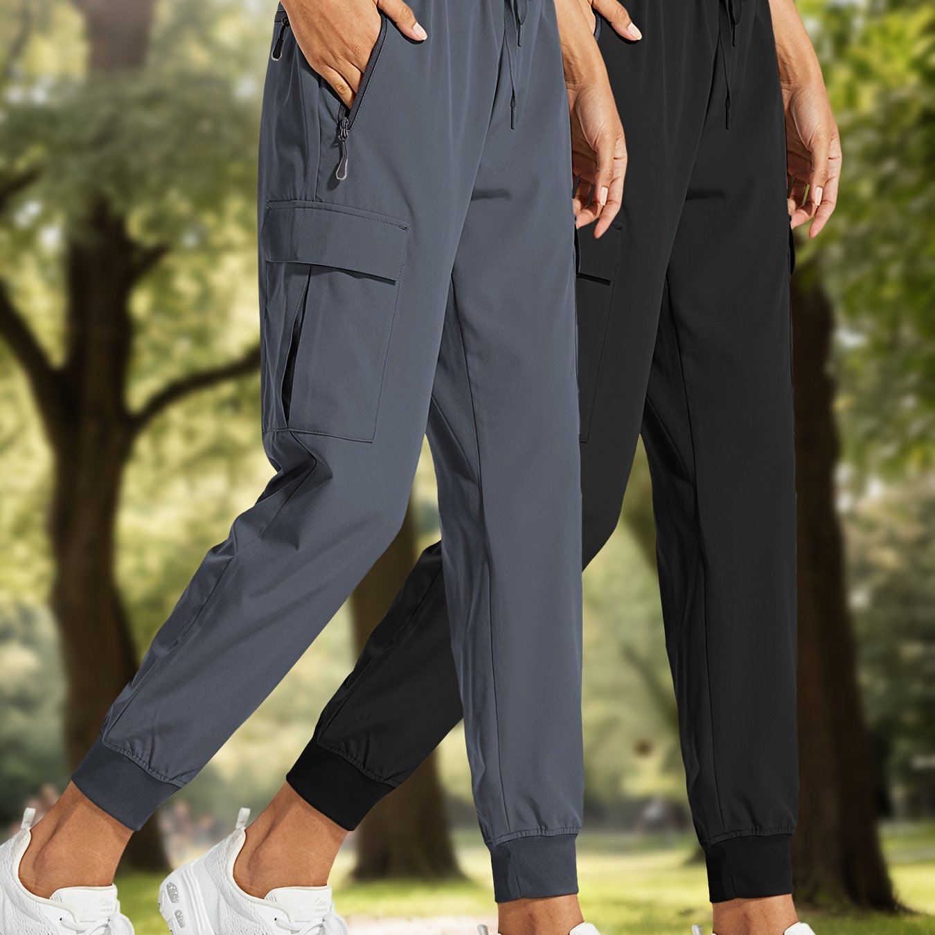 Women's Quick-Dry Cargo Joggers with Sun Protection and Pockets