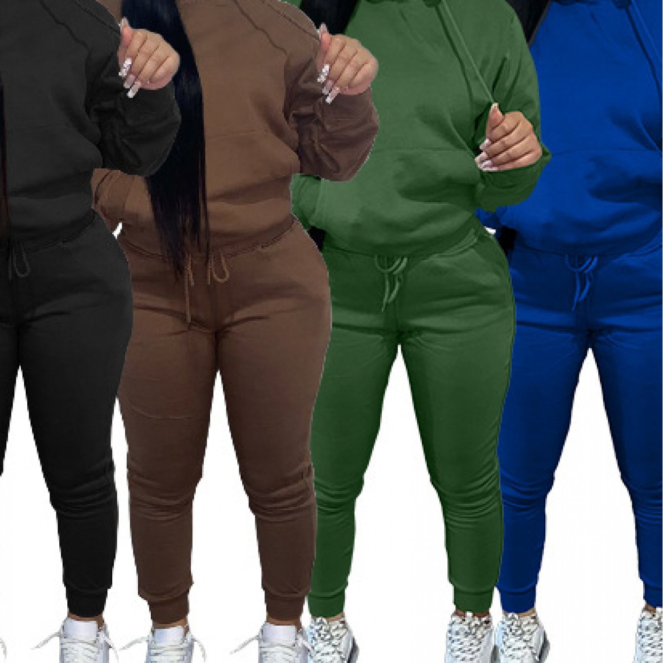 Womens Fleece Lined Hoodie Set With High Neck Chest Pad