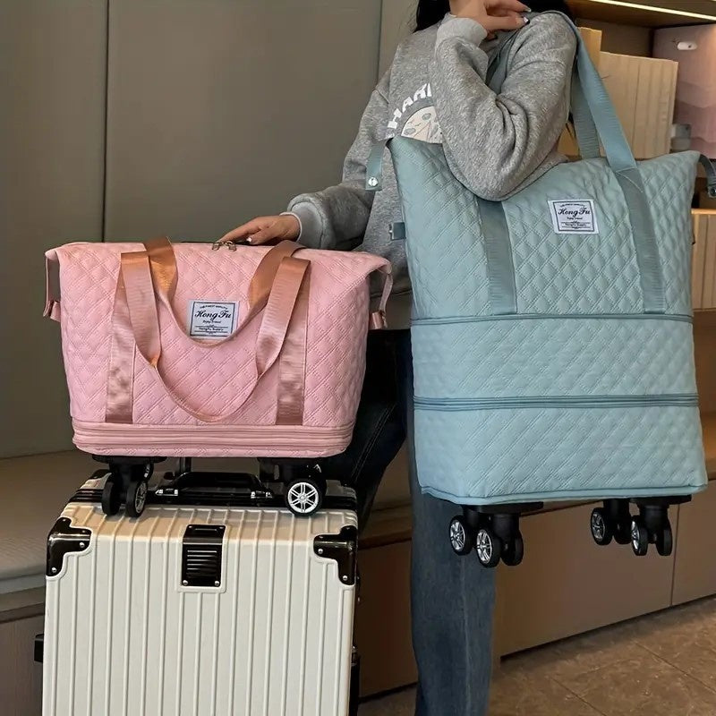 Duffel Bag With 360 Degree Spinner Wheels And Compartments