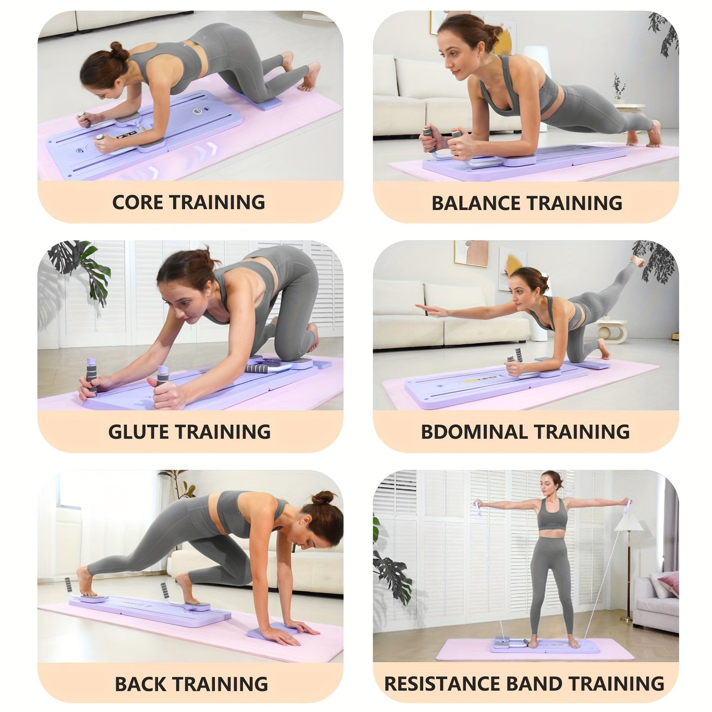 5 In 1 Portable Pilates Reformer Board for Home Workouts