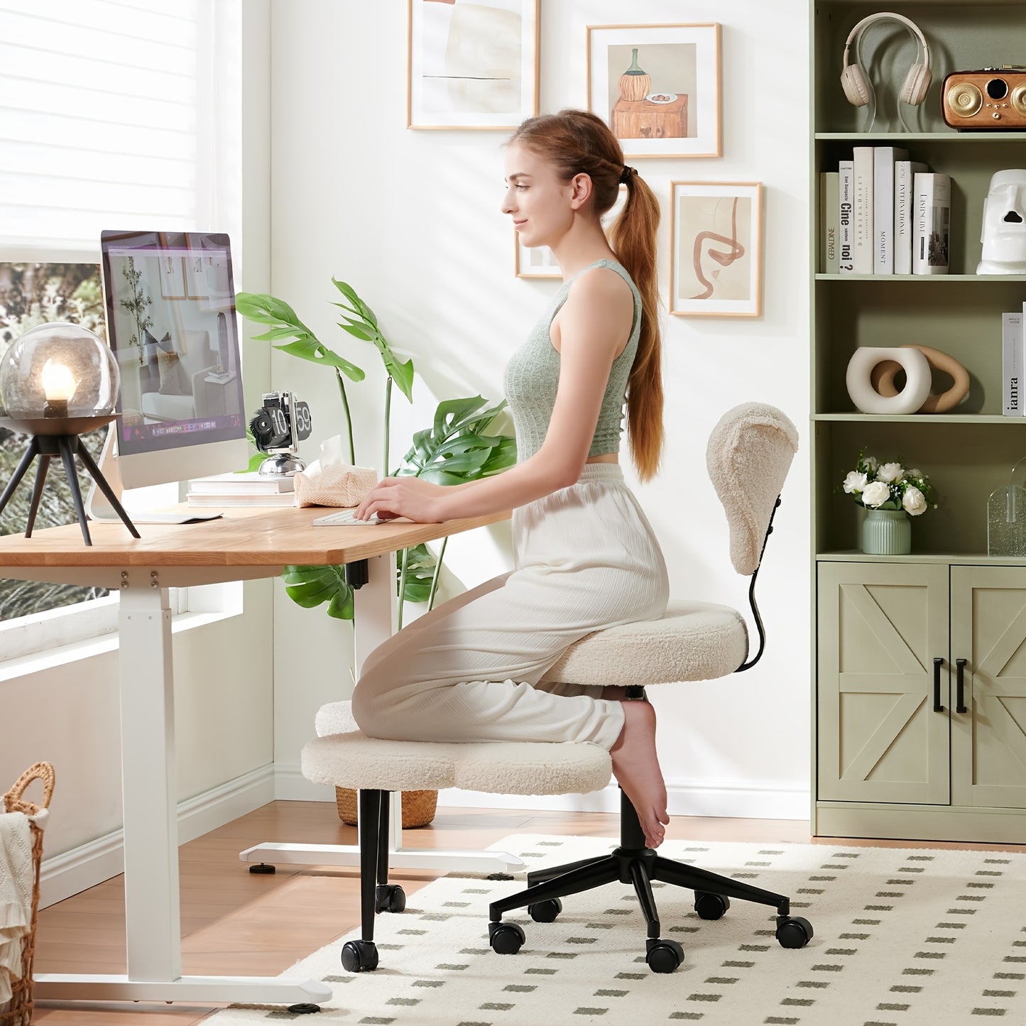 Pinmoco Cross Legged Ergonomic Office Chair With Wheels