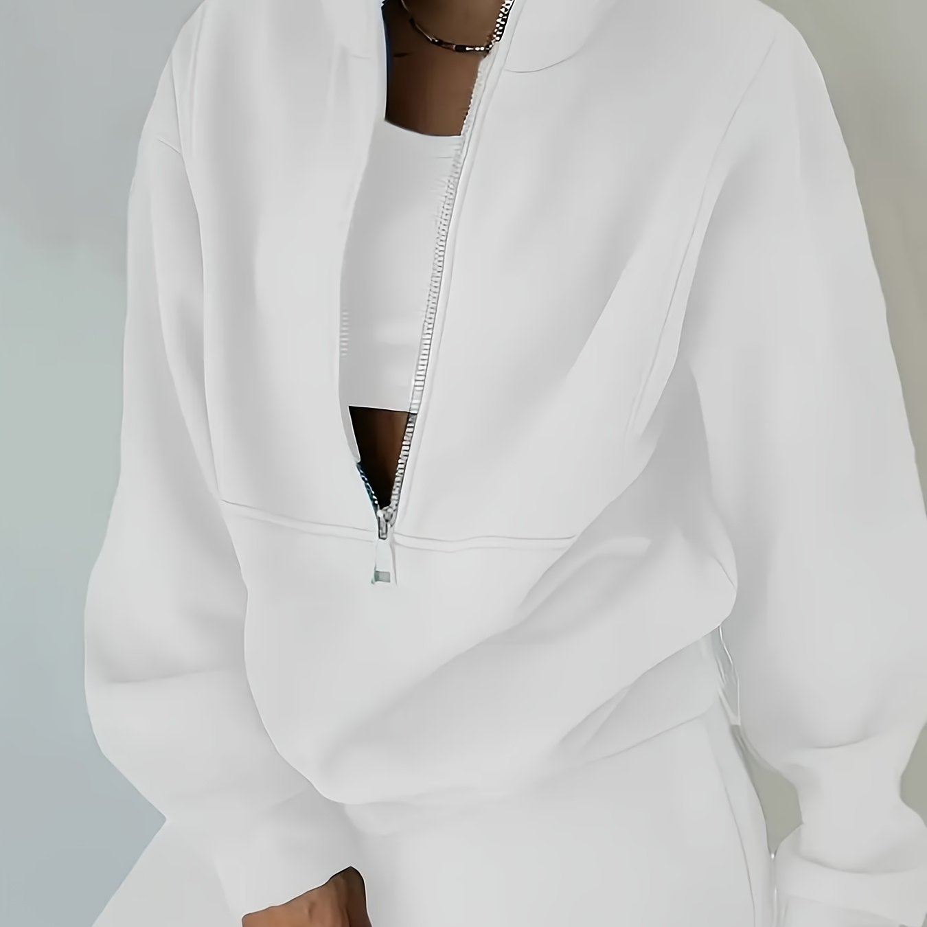 Womens Two Piece Fleece Set Long Sleeve Sweatshirt Joggers