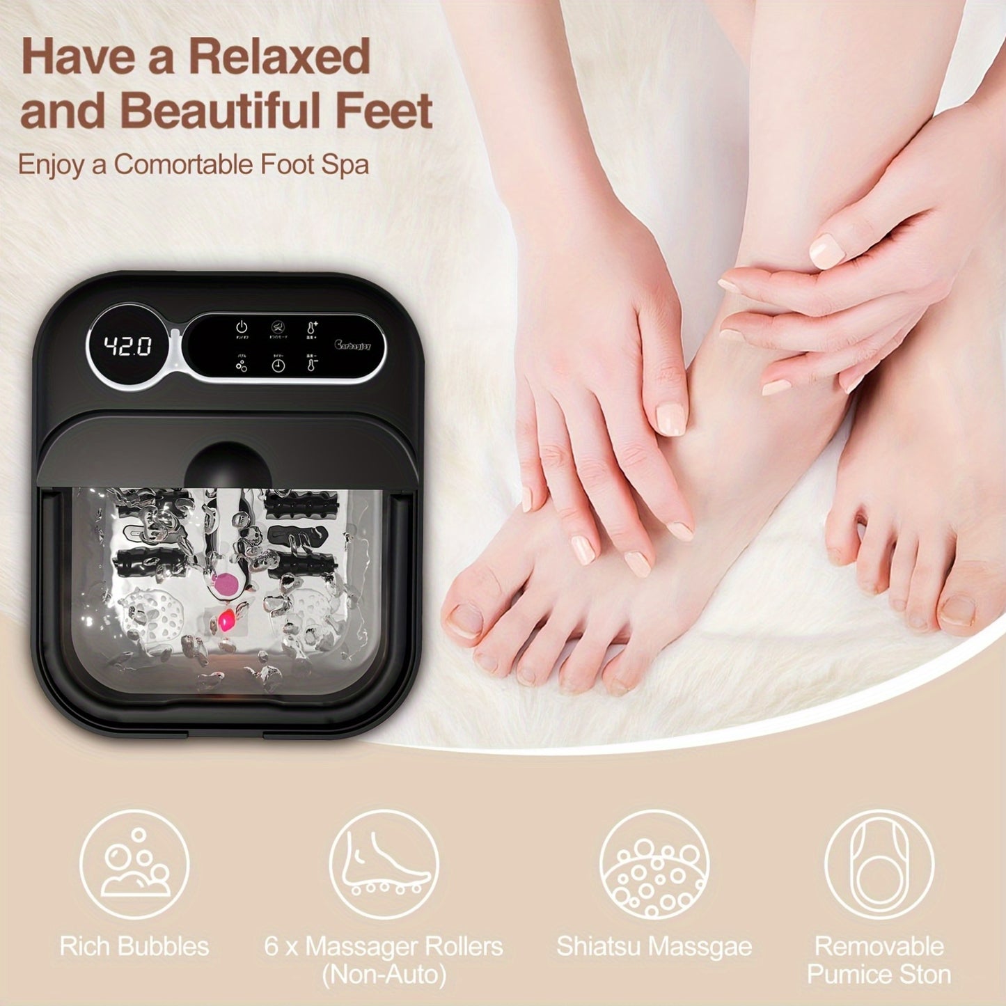 Collapsible Foot Spa Massager With Heater And Temperature Control