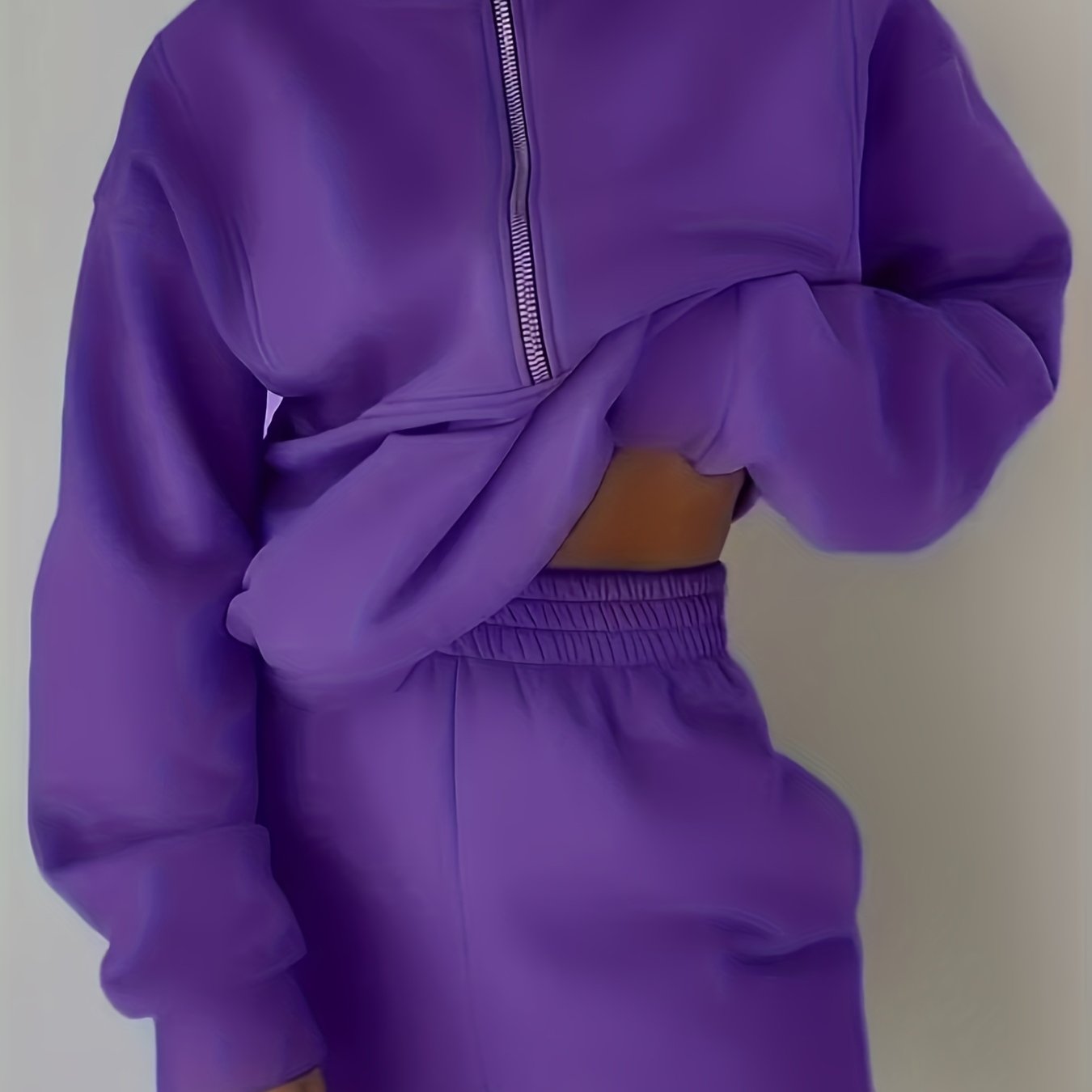 Womens Two Piece Fleece Set Long Sleeve Sweatshirt Joggers