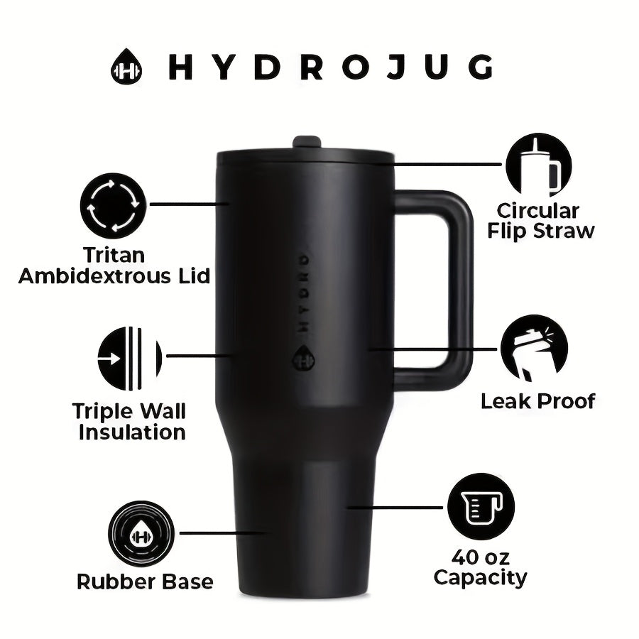 HydroJug Insulated Water Bottle With Flip Straw And Handle