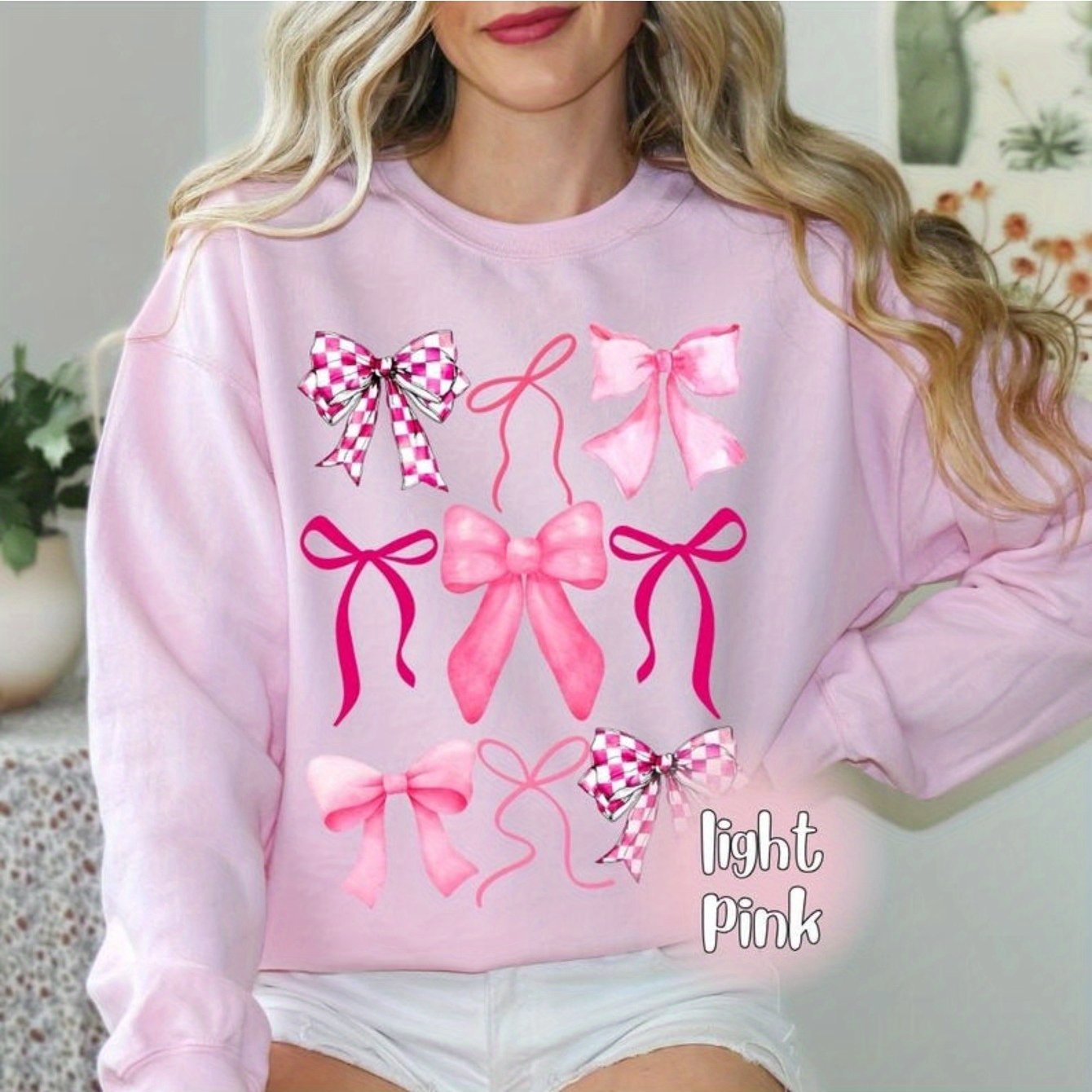 Coquette Sweatshirts, Pink Bow Sweatshirt, Pink Ribbon Sweatshirt, Coquette Aesthetic, Ribbon Crewneck Sweatshirt, Gift for Her, Trendy Bows