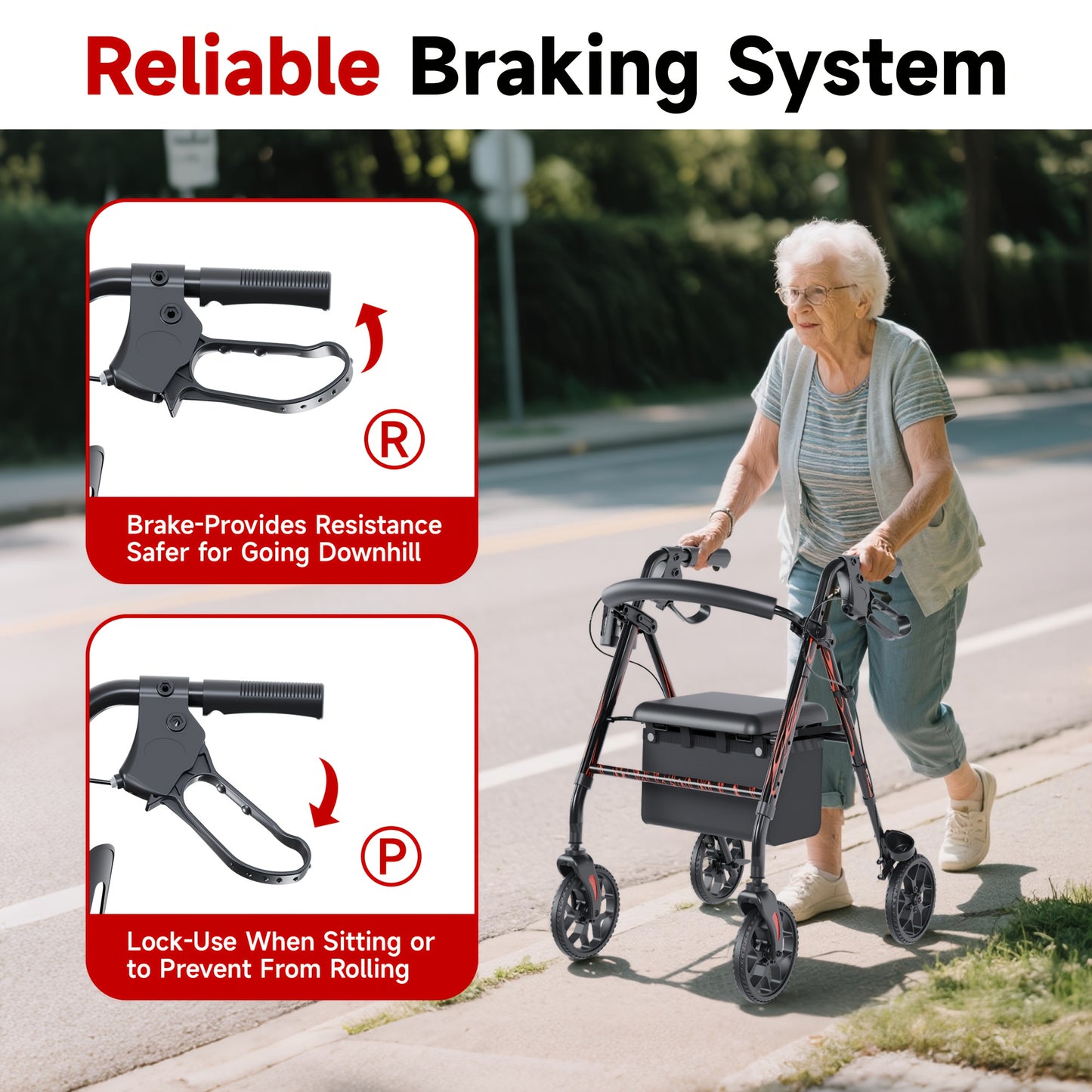 All Terrain Rollator Walker With Seat For Seniors And Adults