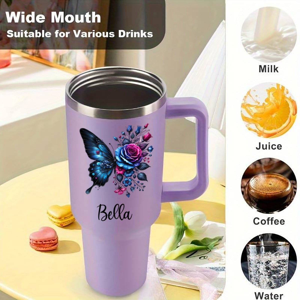 Personalized Insulated Stainless Steel Tumbler With Name And Straw