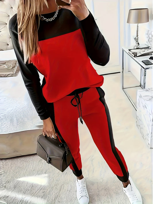 Autumn Winter Elegant Round Neck Long Sleeve Two Piece Set