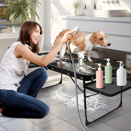 Portable Folding Pet Grooming Table With Adjustable Height Features