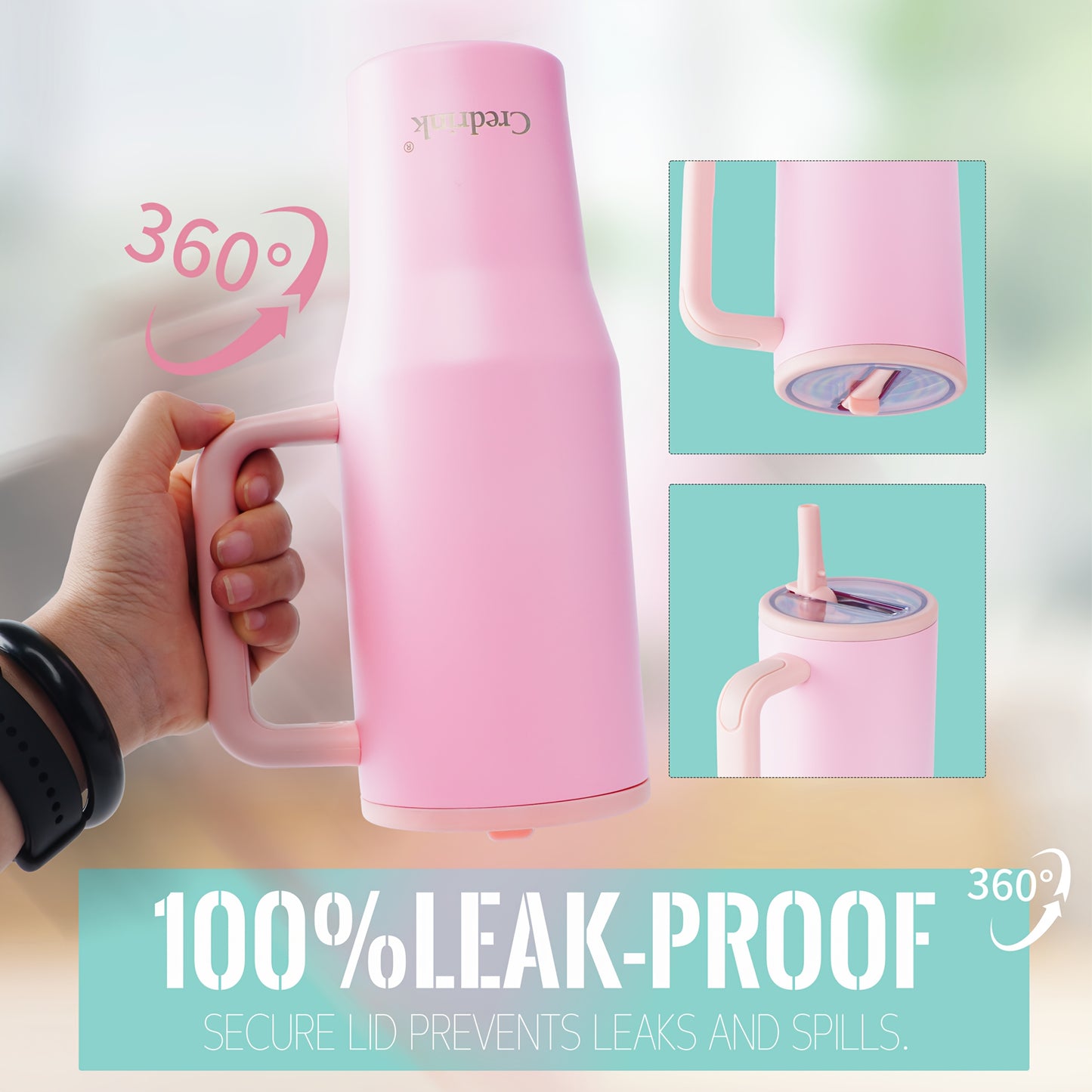 Stainless Steel Vacuum Insulated Tumbler With Straw Lid And Smartphone