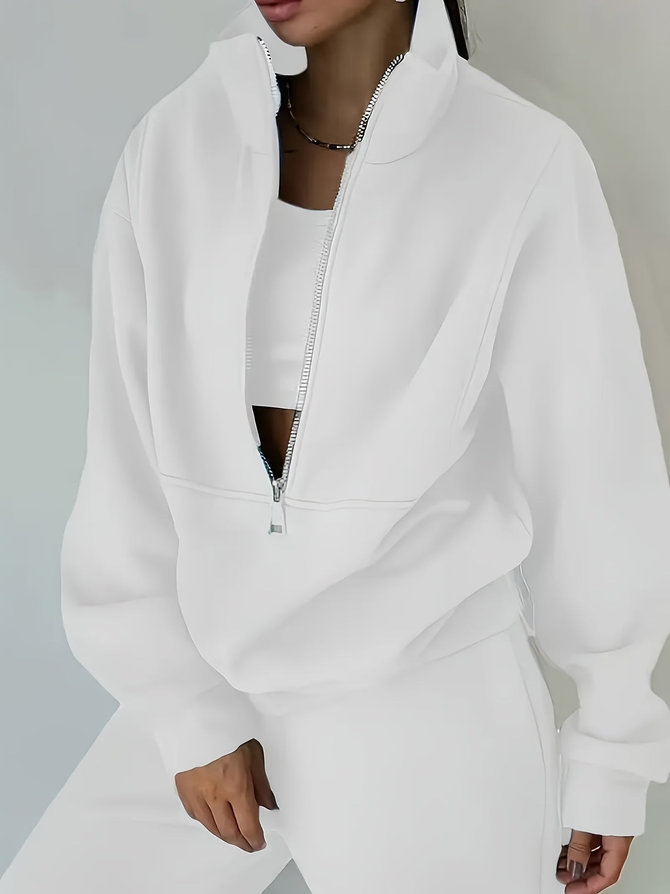 Womens Two Piece Fleece Set Long Sleeve Sweatshirt Joggers