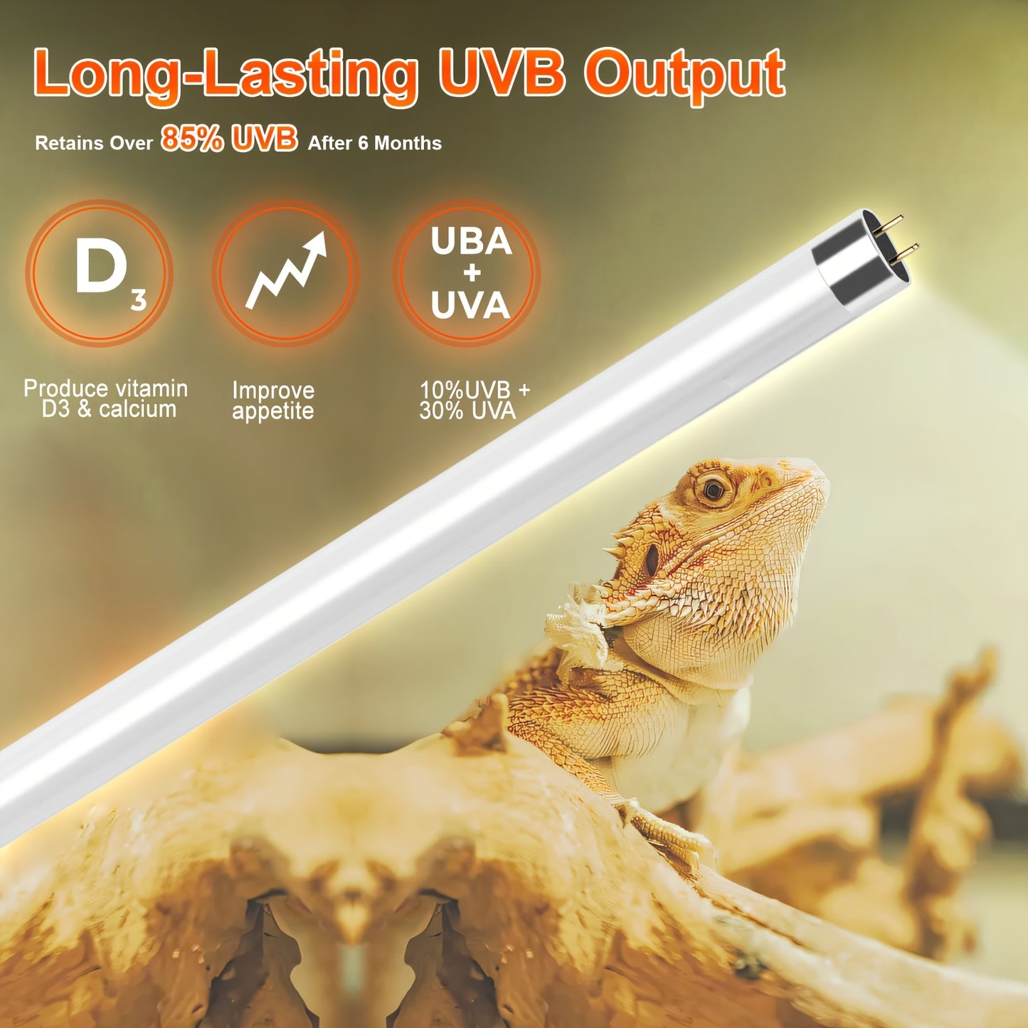 T5 UVB Reptile Light Fixture Combo Kit for Desert Terrariums
