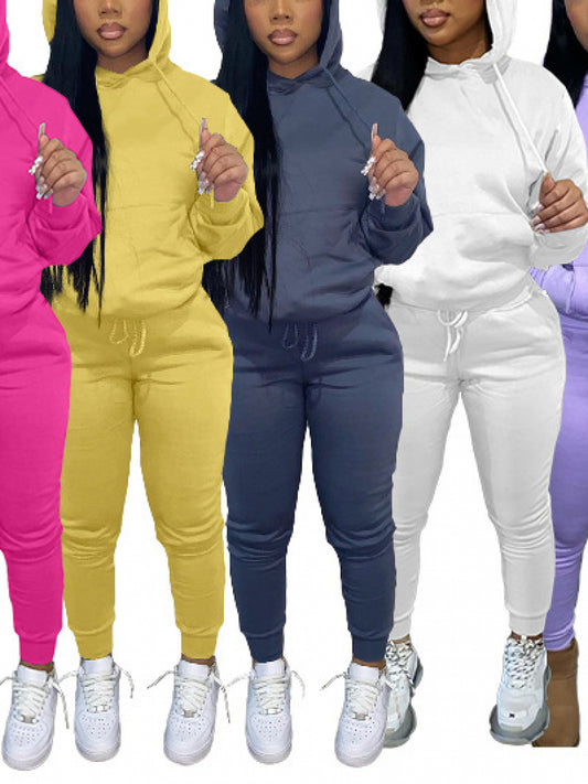 Womens Fleece Lined Hoodie Set With High Neck Chest Pad