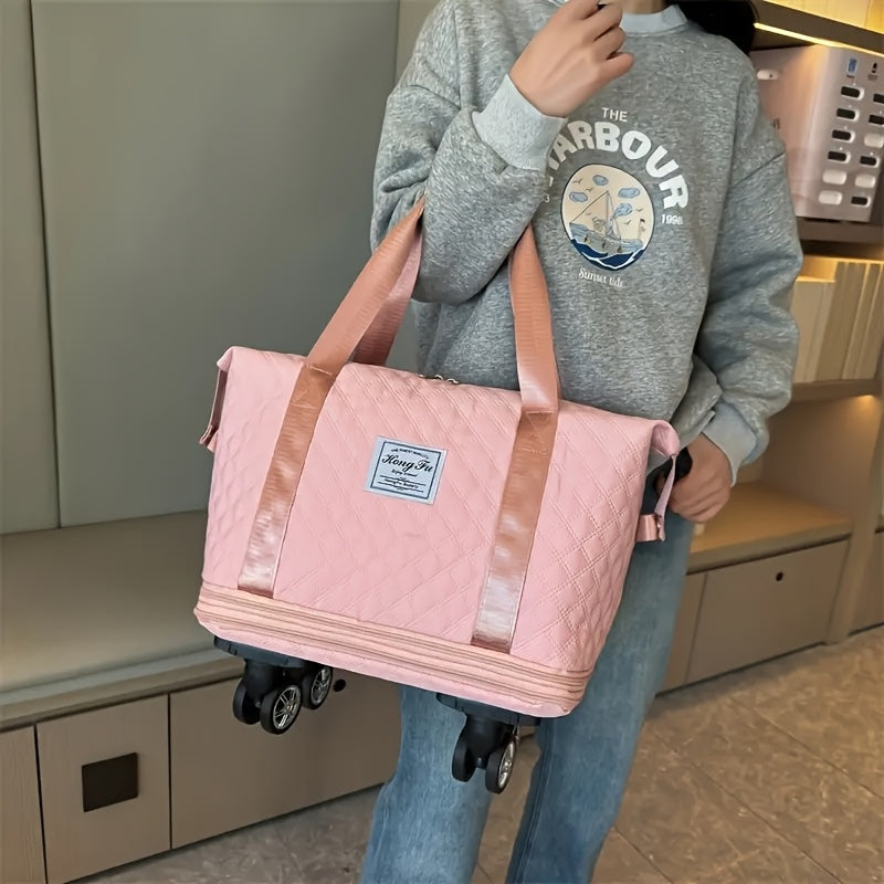 Duffel Bag With 360 Degree Spinner Wheels And Compartments