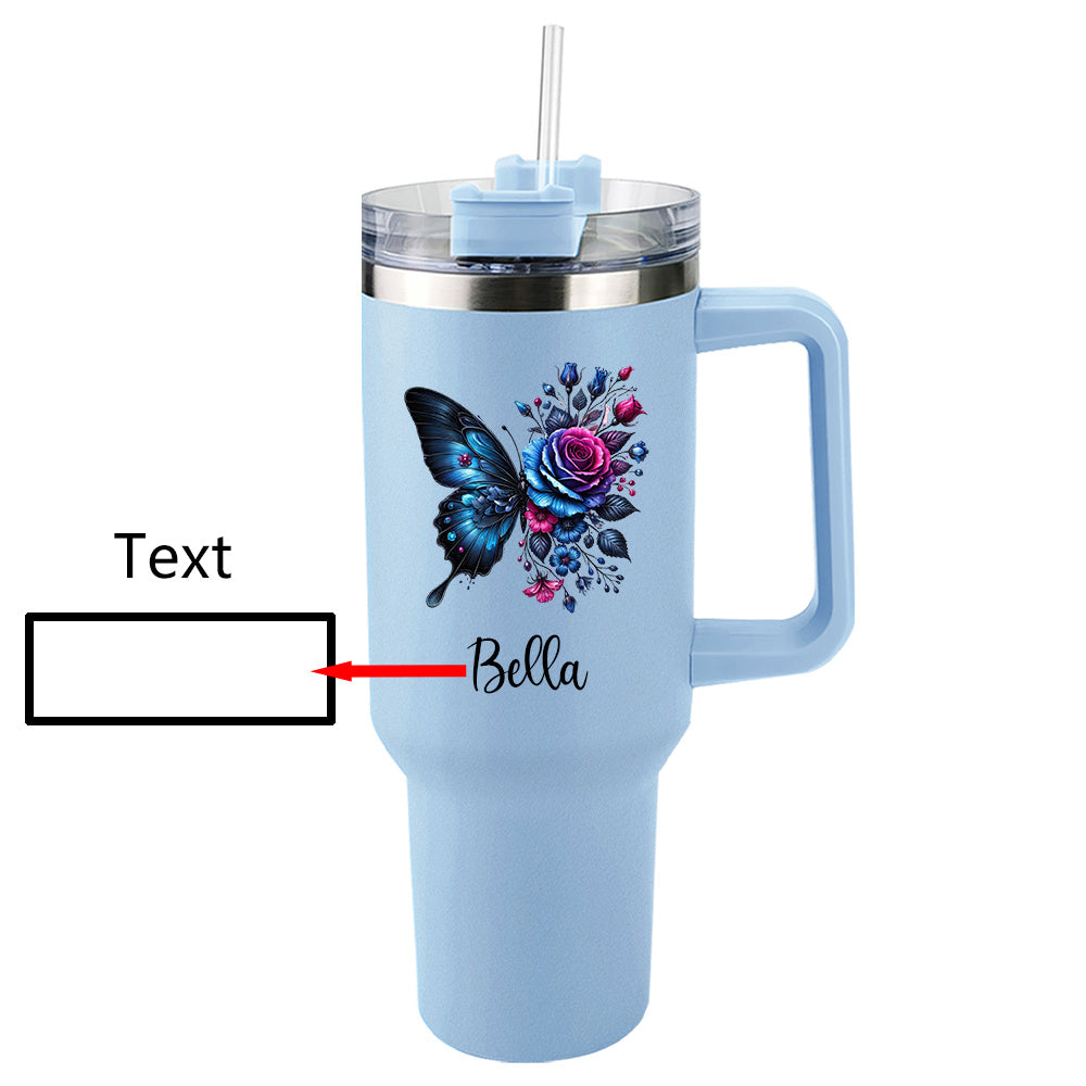 Personalized Insulated Stainless Steel Tumbler With Name And Straw