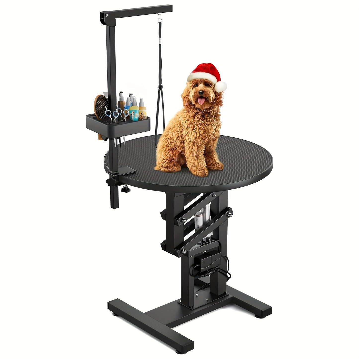 Ergonomic Dog Grooming Table with Rotating Desktop and Organizer