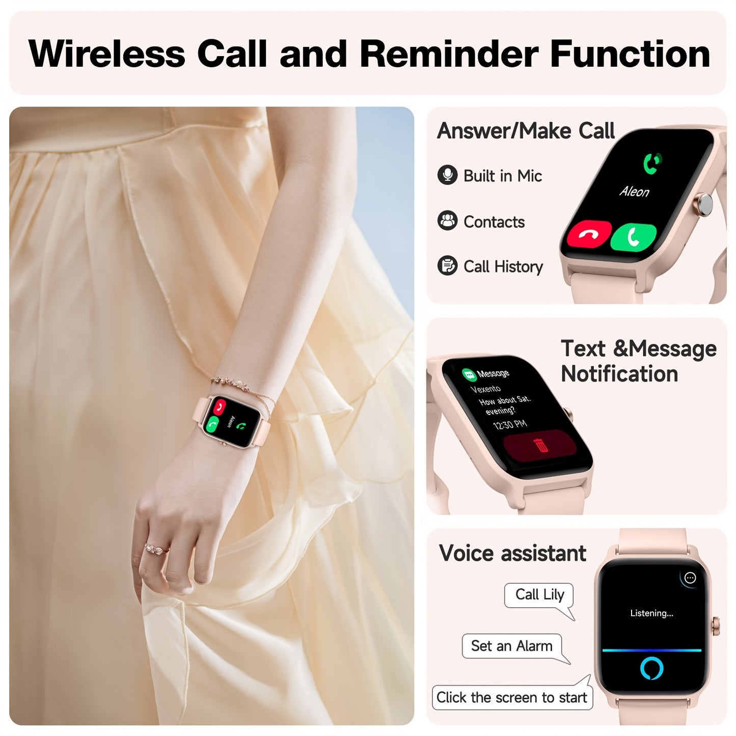FAWEIO Smart Watch for Women with Fitness Tracker and Alexa