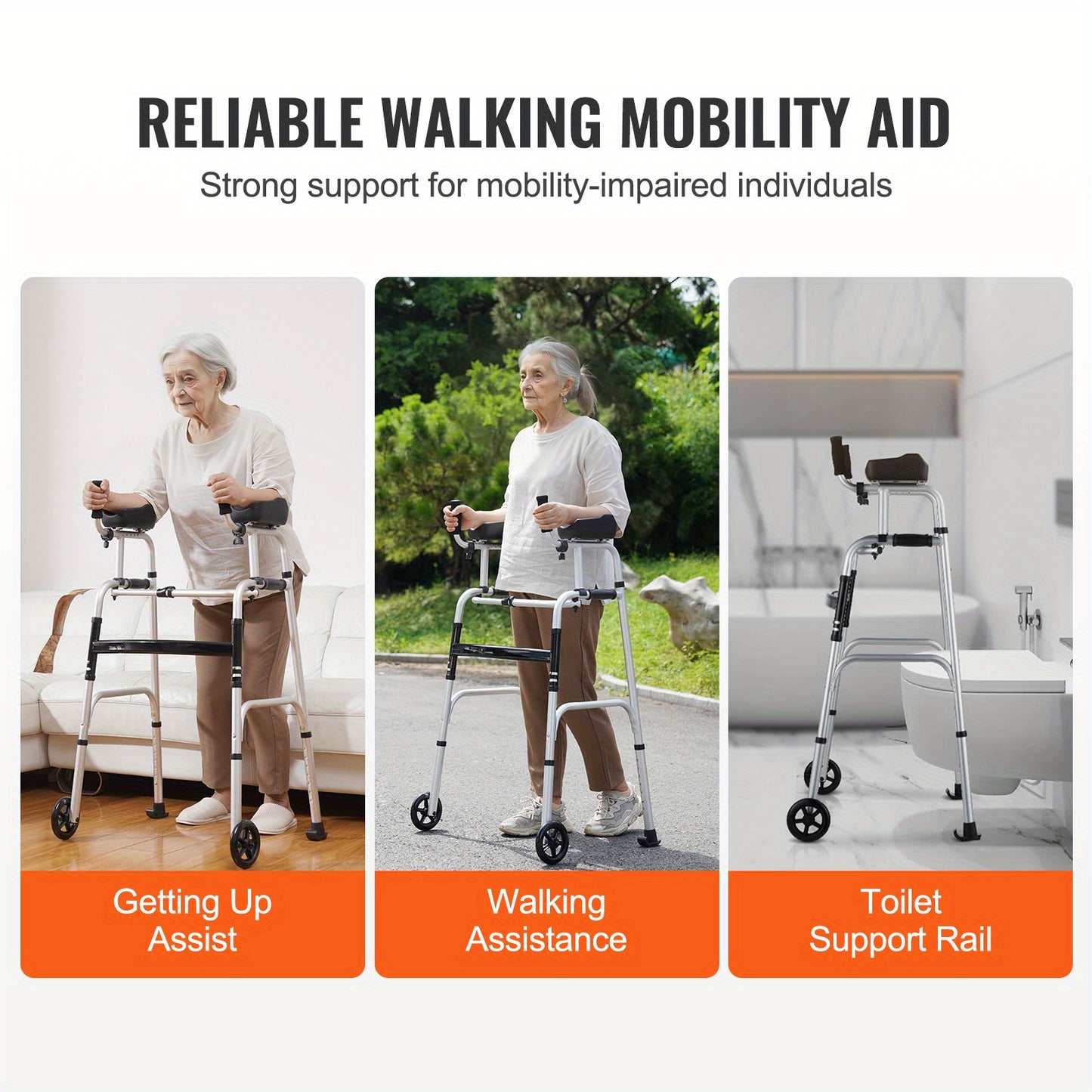 Happybuy 2 in 1 Folding Walker for Comfortable Mobility Assistance