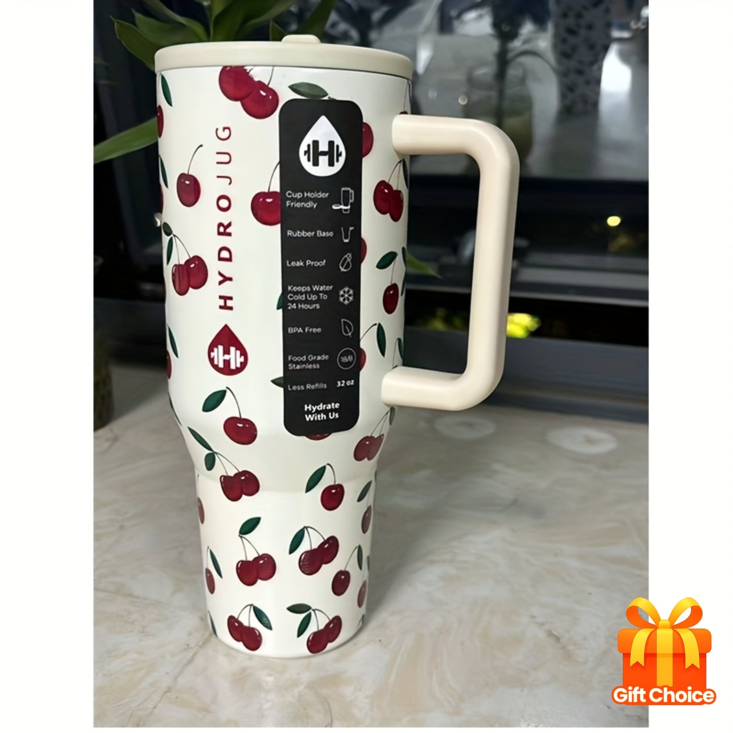 HydroJug Insulated Water Bottle With Flip Straw And Handle