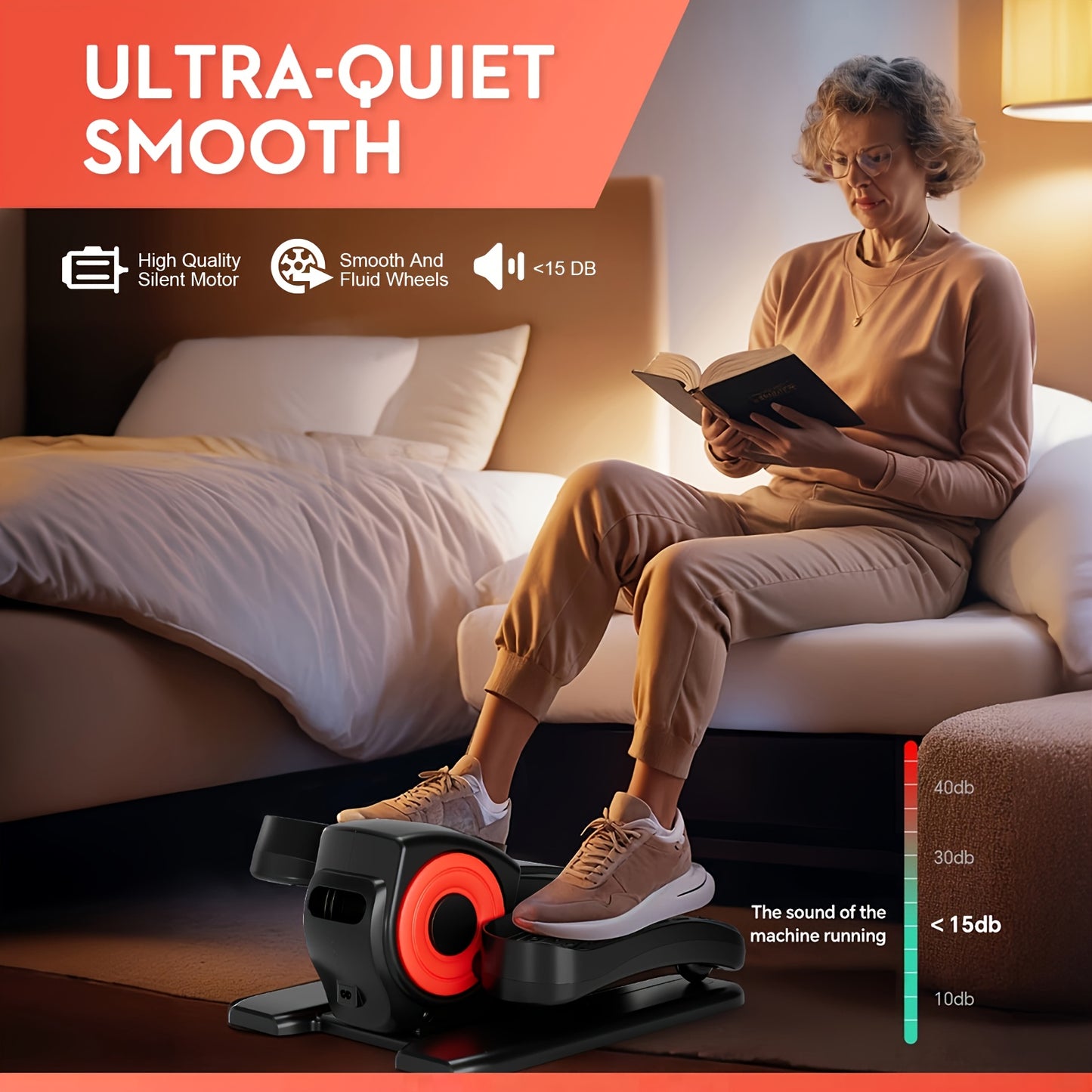 Under Desk Elliptical Machine with Remote for Home Office Use